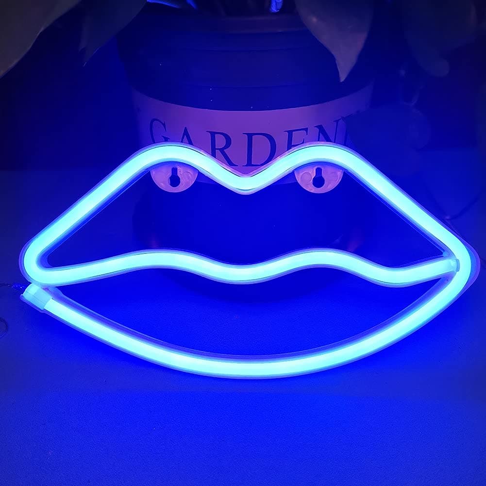 Lip Neon Signs Led Neon Light Art Decorative Lights Wall Decor for Children Baby Room Christmas Wedding Party Decoration-Blue Lip