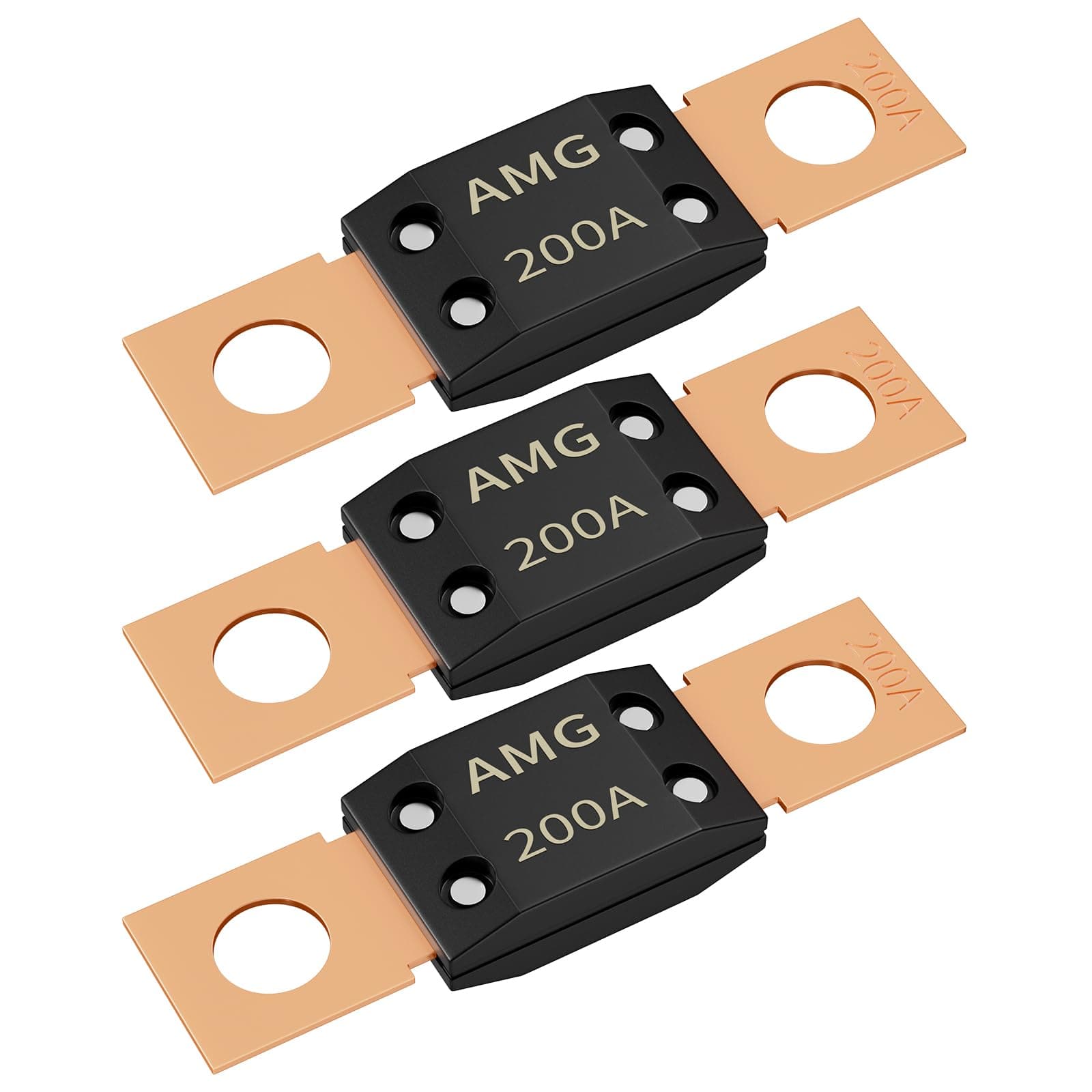 Joinfworld 3Pcs 200A MEGA Fuse, High Current Bolt Mount Automotive 200 Amp MEGA/AMG Fuse for Cars, Trucks, Construction Vehicles, Buses, Caravan Cars, Boats