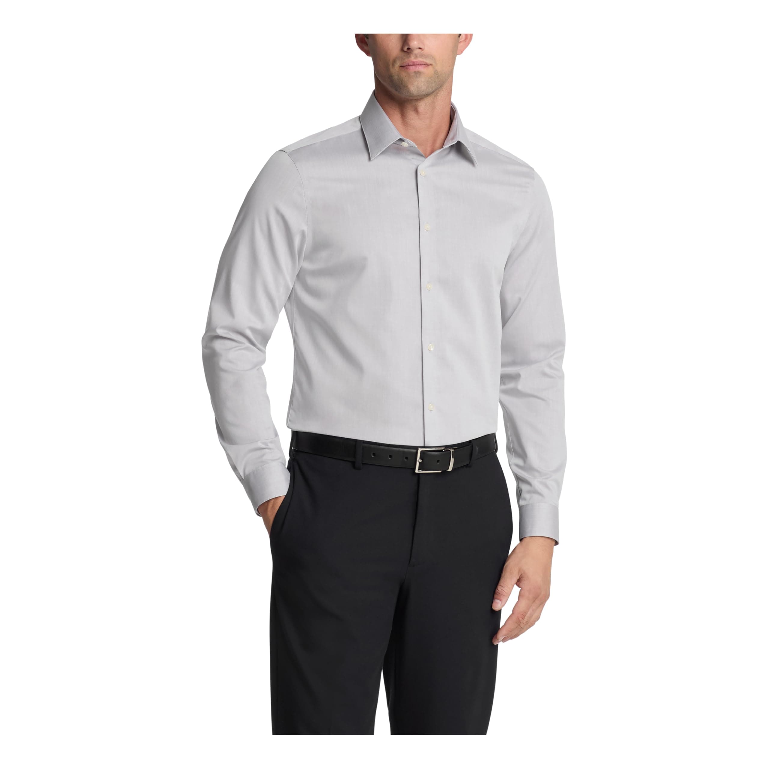 Men's Slim Fit Non-Iron Herringbone Dress Shirt