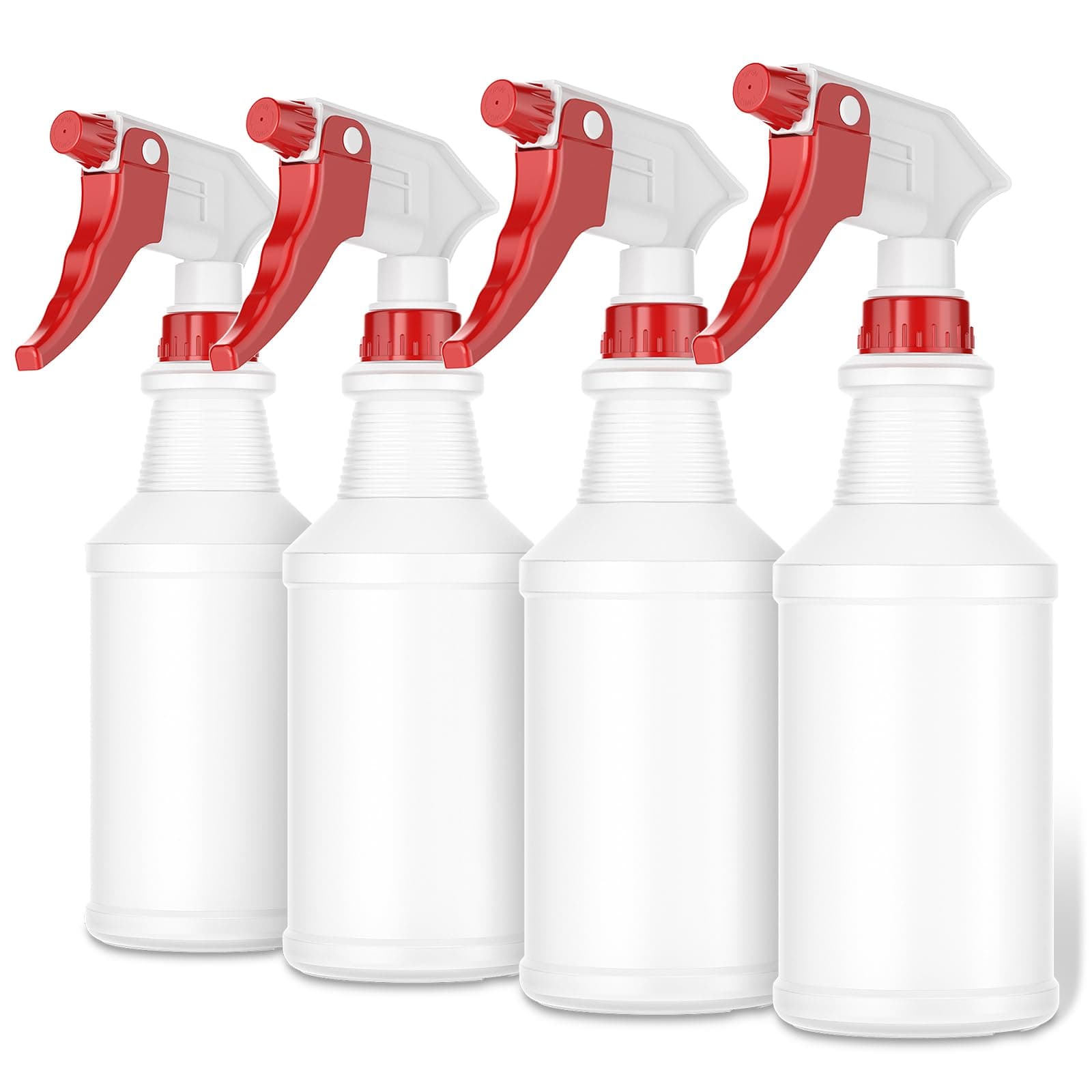 LiBa Spray Bottles (4 Pack,16 Oz), Refillable Empty Spray Bottles for Cleaning Solutions, Hair Spray, Watering Plants, Superior Flex Nozzles, Mist Sprayer, Bleach/Vinegar/Rubbing Alcohol Safe