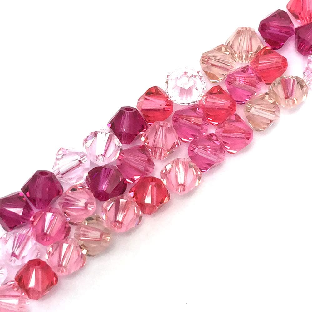 50 pcs Swarovski 5328 6mm Crystal Xilion Bicone Beads Rhinestones DIY Jewelry Marking Pink Colors Mix from Mychobos (Crystal-Wholesale)