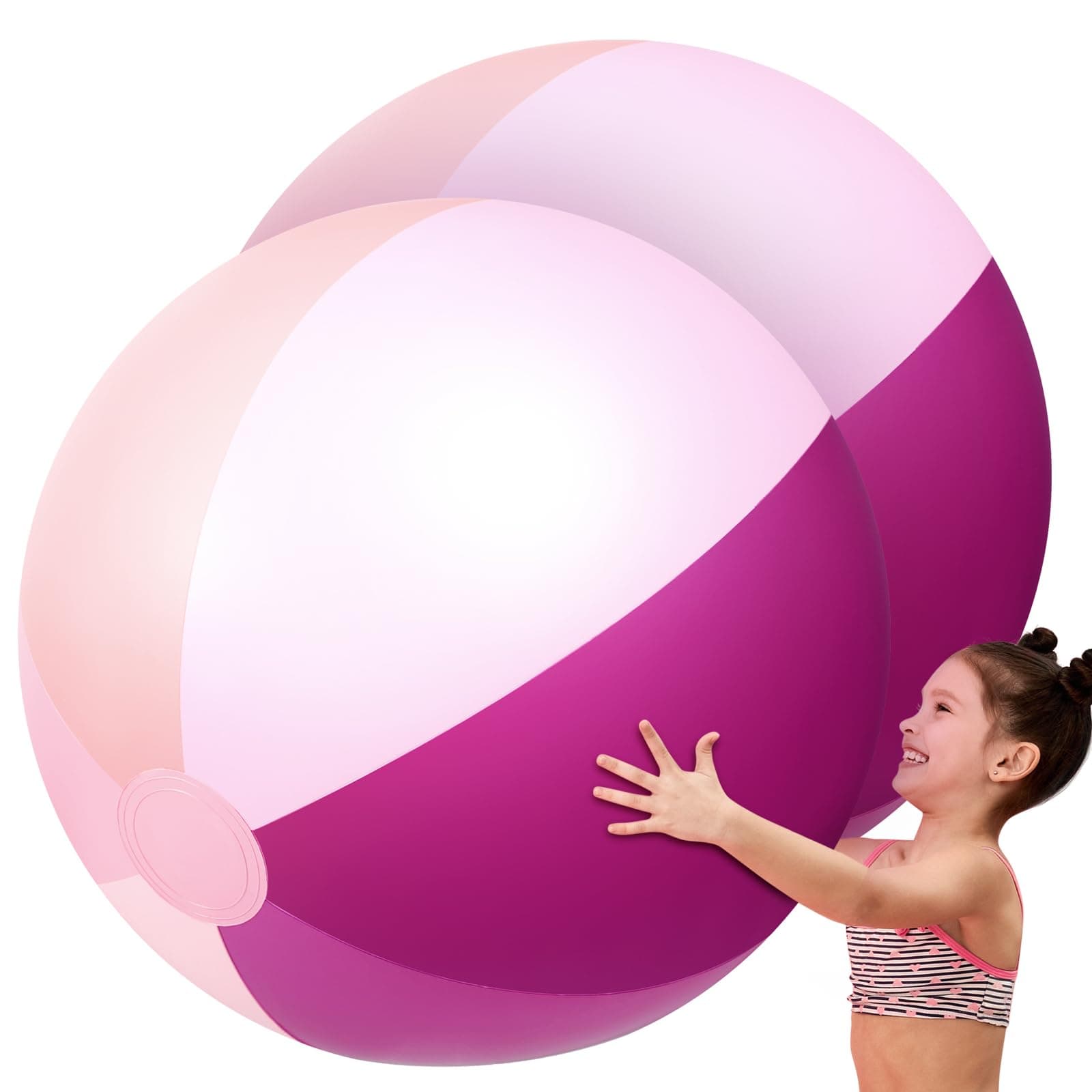 Ceenna 2 Pcs 60 Inch Giant Beach Ball Large Inflatable Pool Toy Balls Summer Swimming Toys Parties PVC Jumbo for Adults Summer Beach Pool Party Favor(Purple,Elegant)