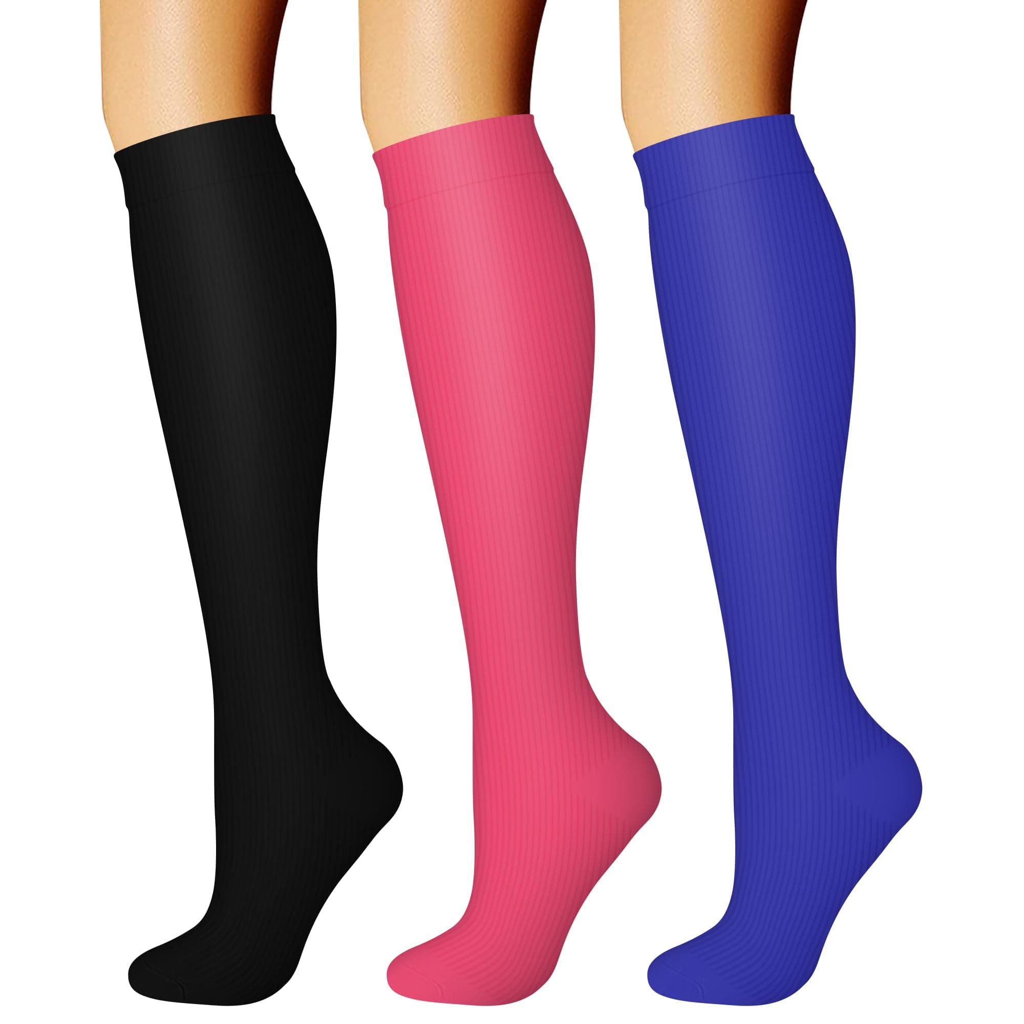 Compression Socks for Women & Men Circulation (3 Pairs) 15-20 mmHg is Best Support for Athletic Running Cycling