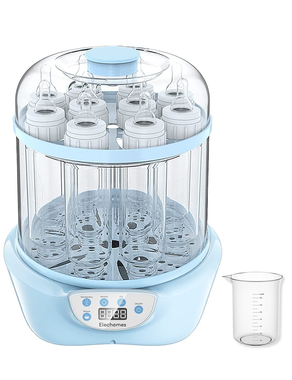 Baby Bottle Warmer and Dryer, Elechomes Electric Steam Warmer, Up to 10 Bottles, Super Large Capacity 600W Fast Bottle Warmer with LED Display, Auto Shut Off, BPA-Free