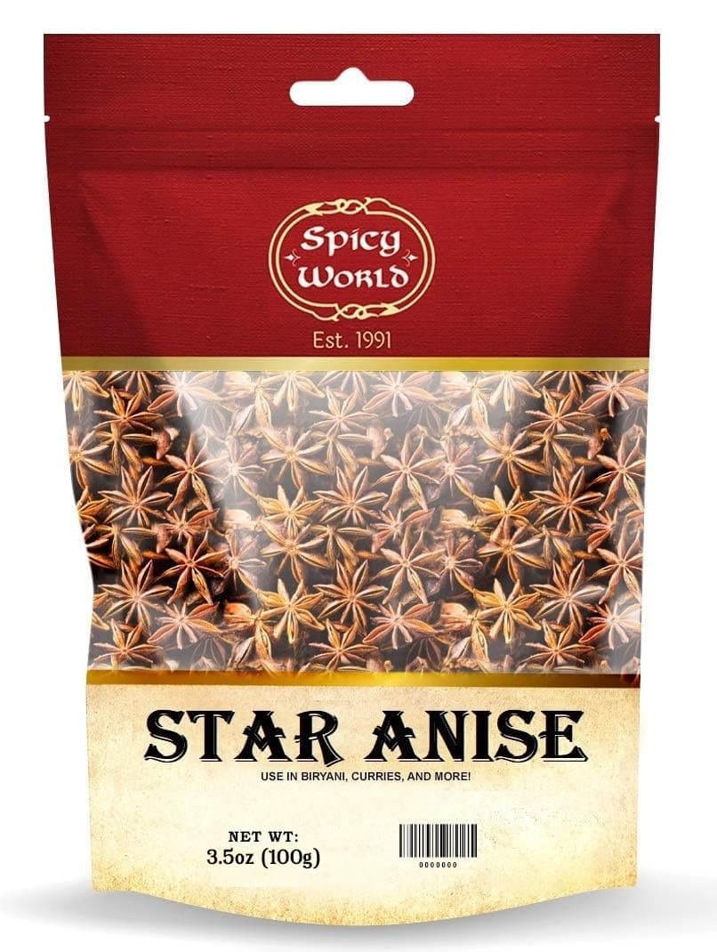 Star Anise Whole Pods 3.5Oz Bag -Premium Quality, Vegan, All Natural, Dried, Great for Baking & Tea