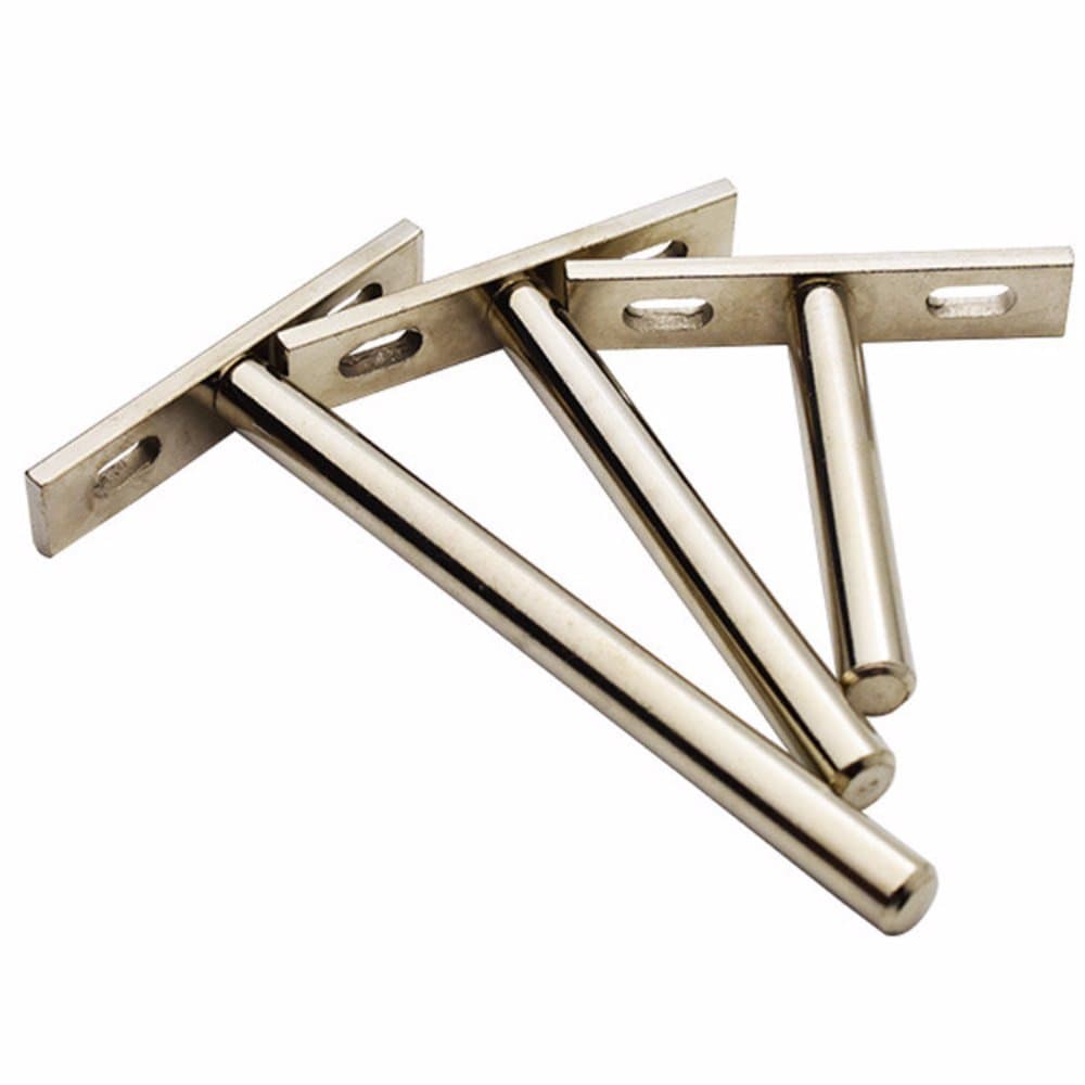 Shelf Bracket (4"): 2x Hidden, Floating, Stainless Steel, Heavy Duty, Low Profile, Support, Completely Concealable