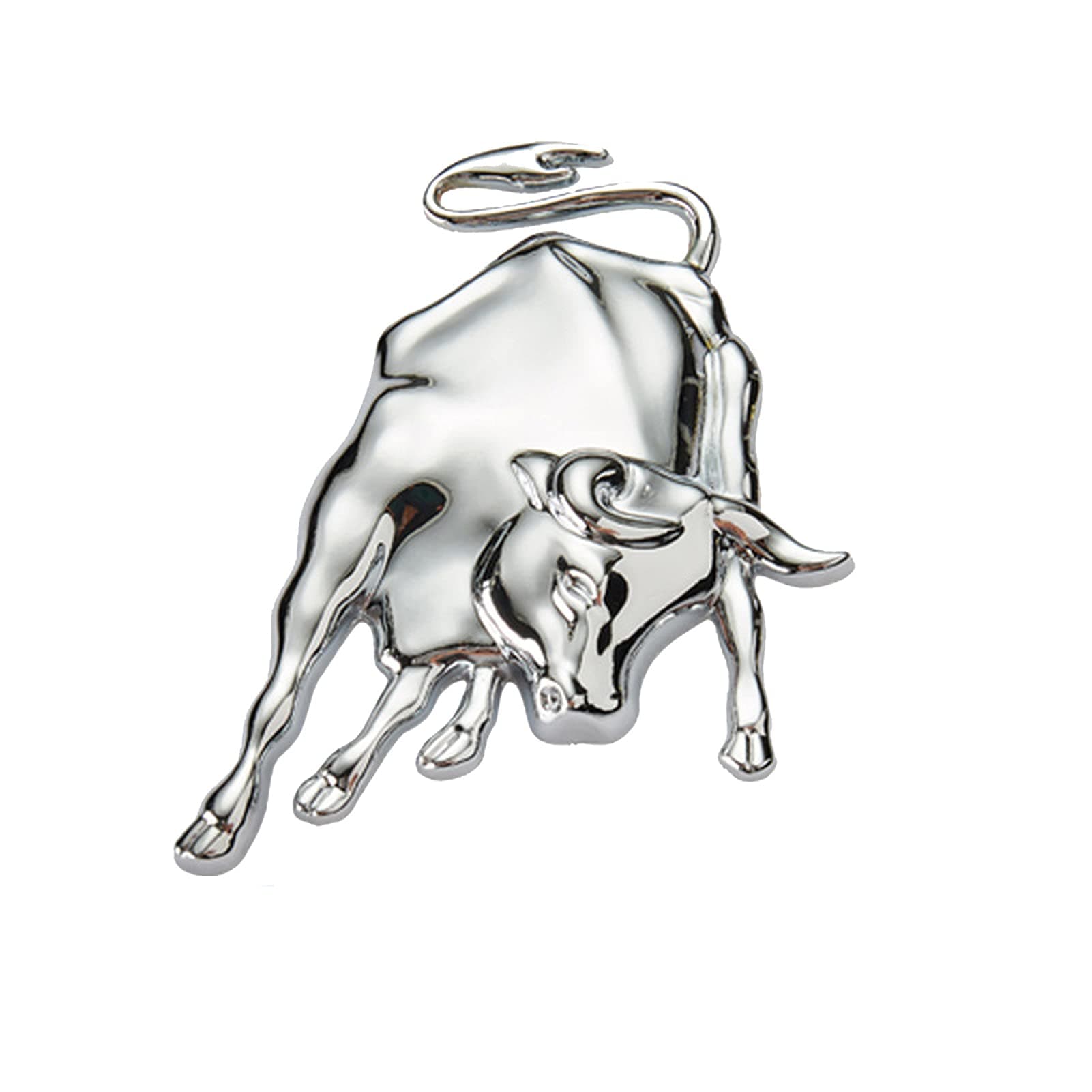 Bull Car Emblem Decal Badge,Chrome Stainless Steel Bull Stickers,3D Metal Bull Stickers for Car Motorcycle Decorations