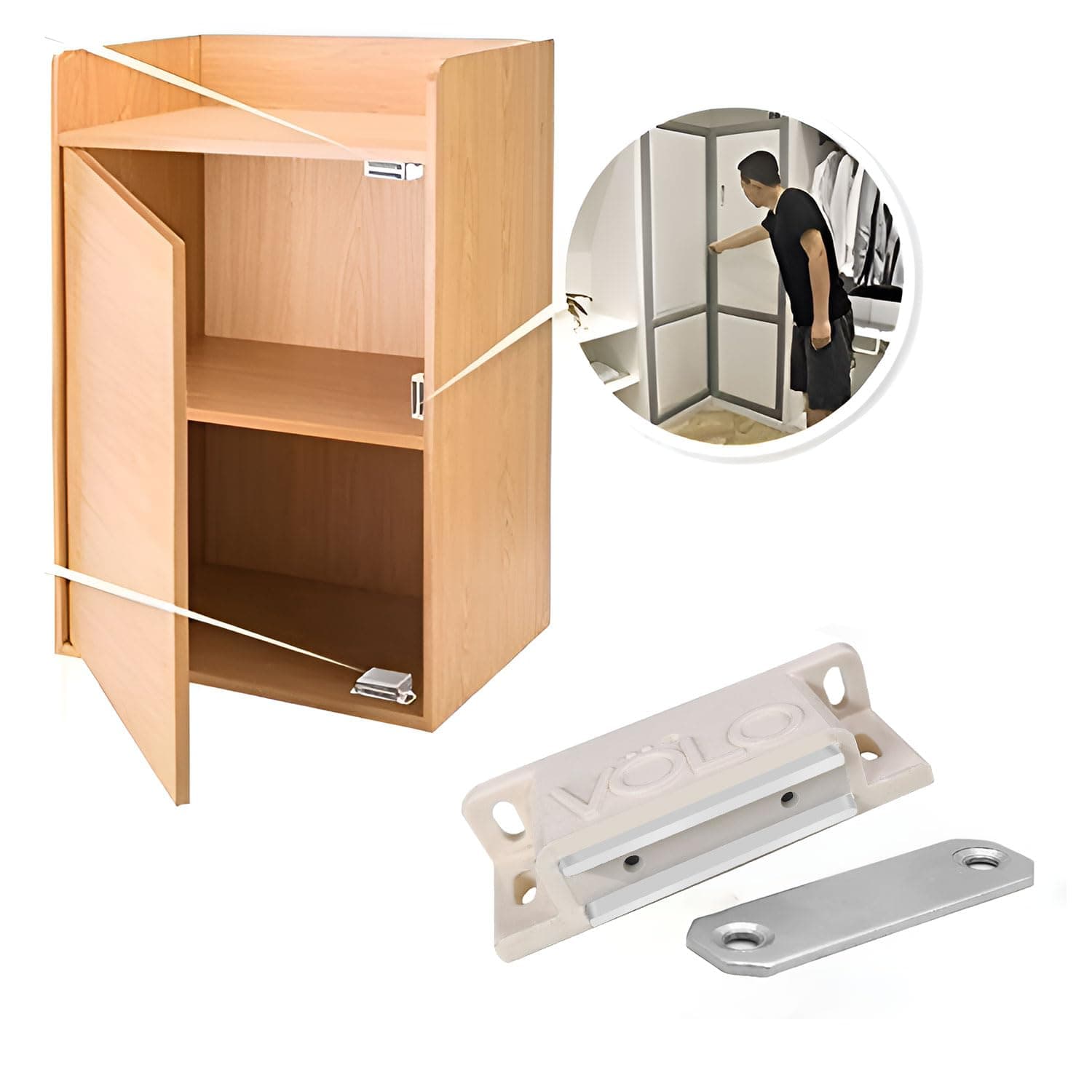 Volo Door Catcher/Door Magnet for Cabinet Cupboard Wardrobe Kitchen Bathroom Office/Door Closer Magnet (White) Pack of 5 Pcs.