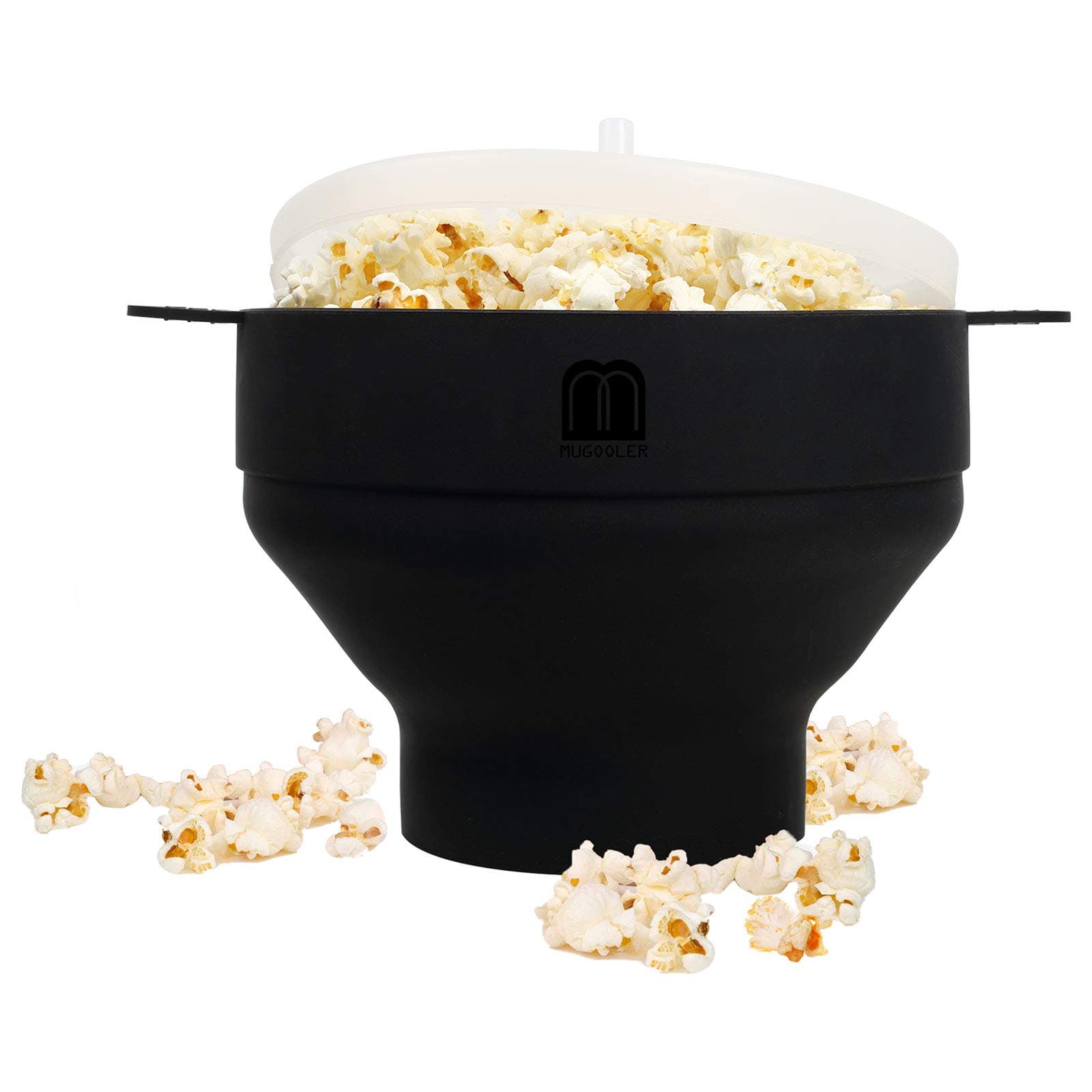 MMUGOOLER Original Microwave Popcorn Popper Silicone Popcorn Maker, Collapsible Bowl with Lid, Without BPA and Dishwasher Safe, Quick & Easy(Black)