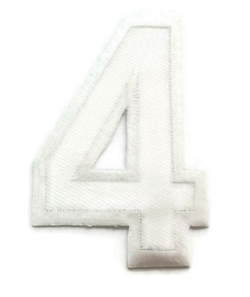 Number Patches #4 Number Four No.4 White Motif Sport Sew Iron On Patch Embroidered Appliques Shirt Hat Clothing Jeans Jacket