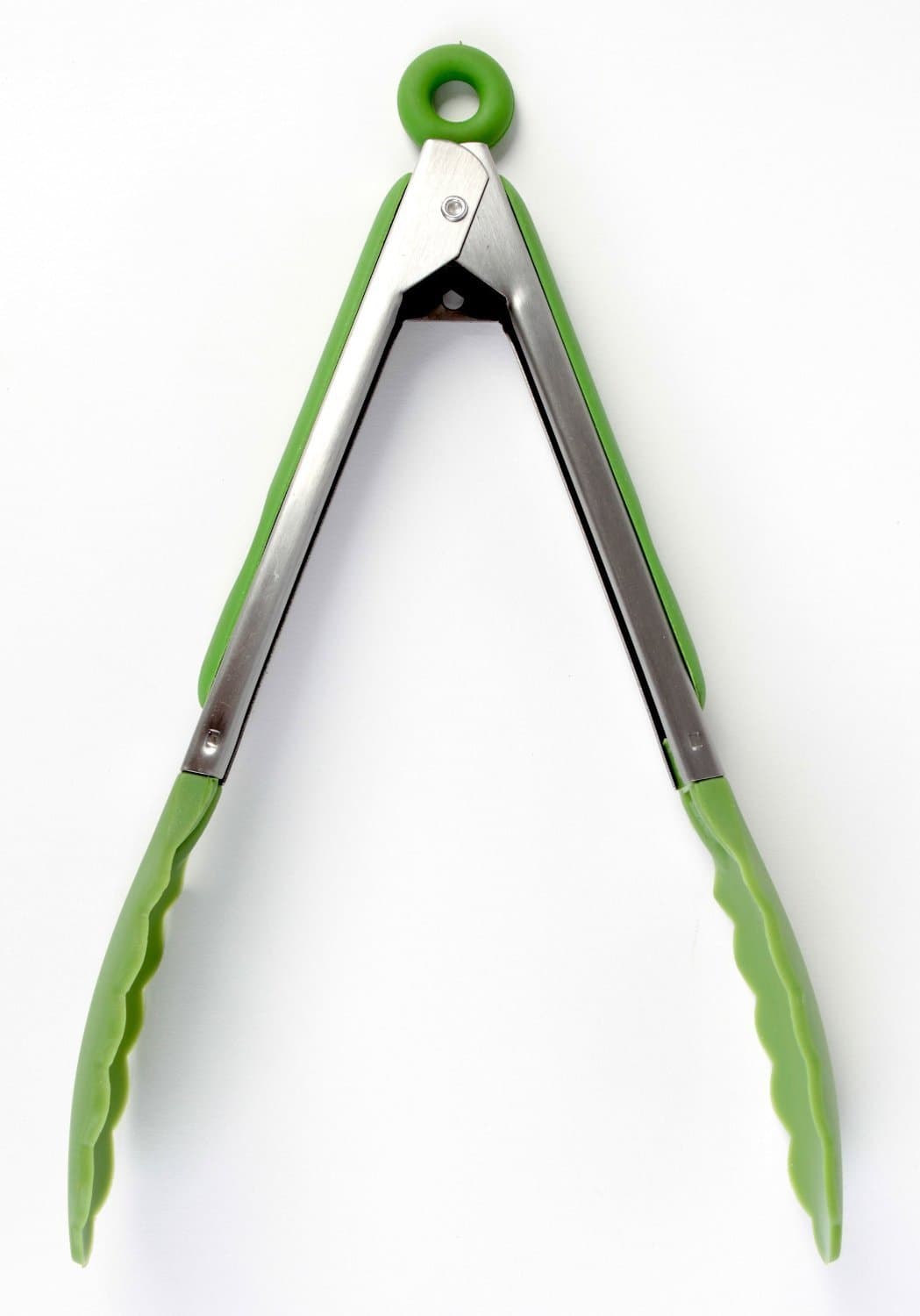 Good Living Silicone-Coated Set of Locking Food Tongs for Cooking on Non-Stick Cookware, Green, 3-pack