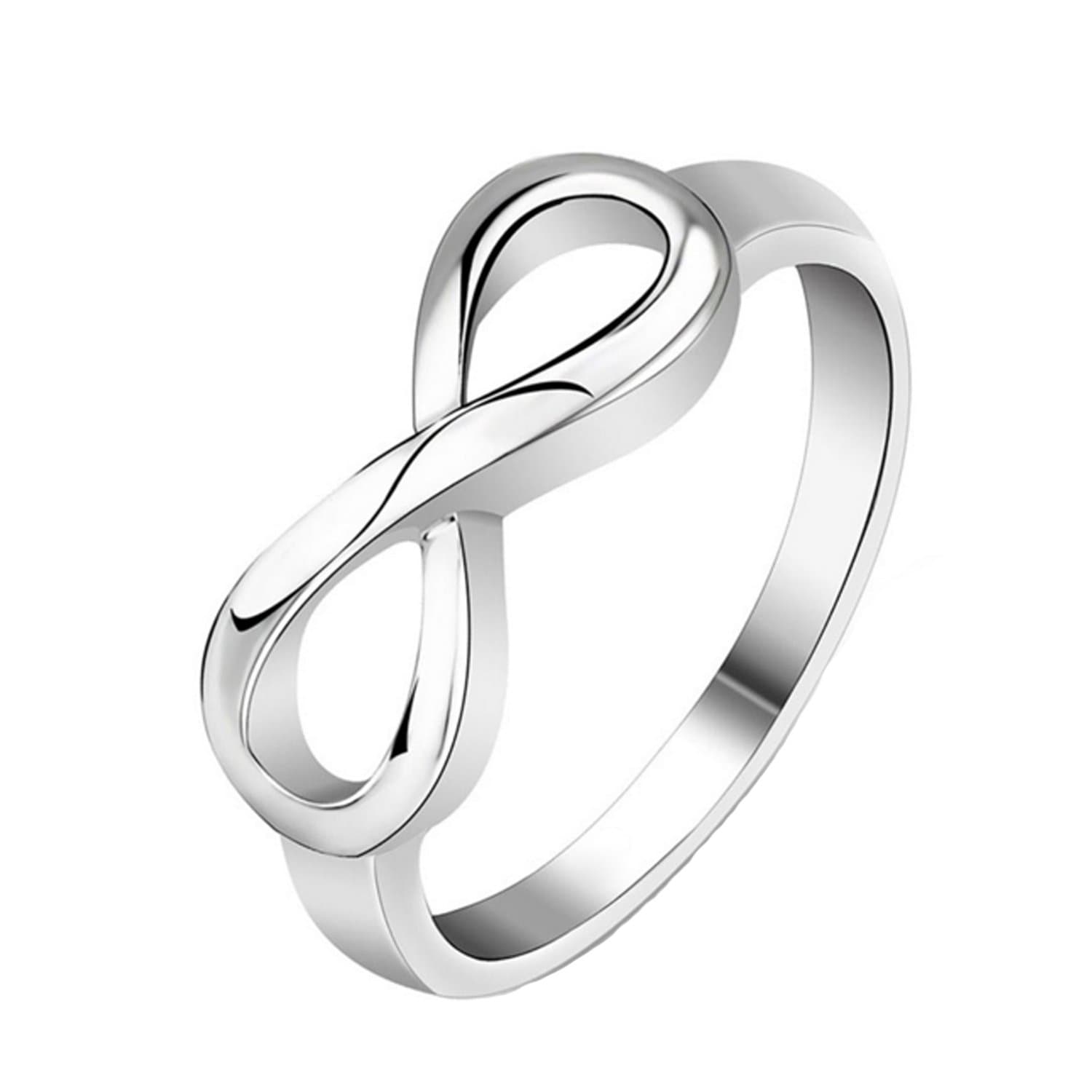 SHINYSO Silver Stainless Steel Infinity Symbol Wedding Band Engagement Rings (with Gift Bag)