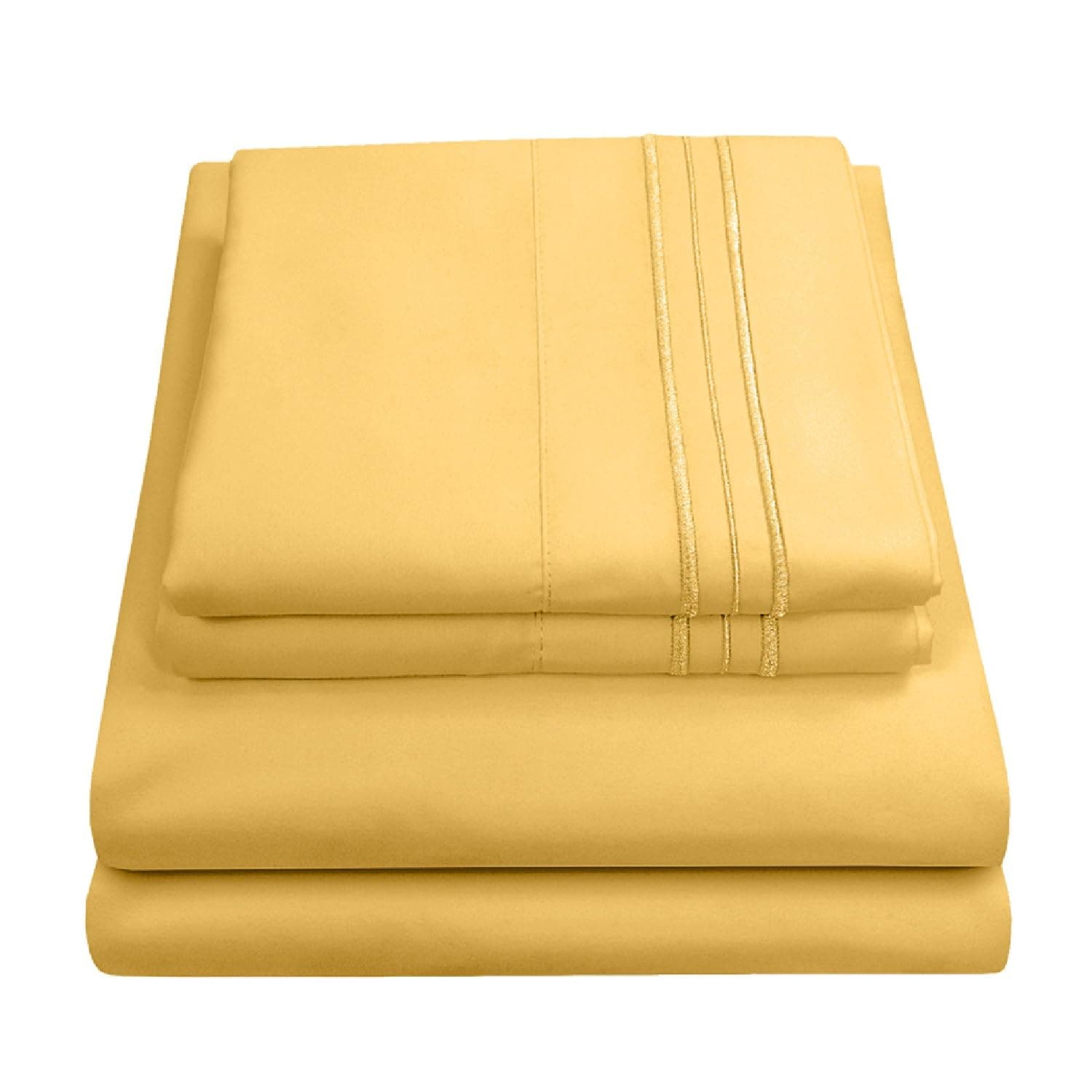 Queen Size Bed Sheets - Breathable Luxury Sheets with Full Elastic & Secure Corner Straps Built In - 1800 Supreme Collection Extra Soft Deep Pocket Bedding Set, Sheet Set, Queen,Yellow