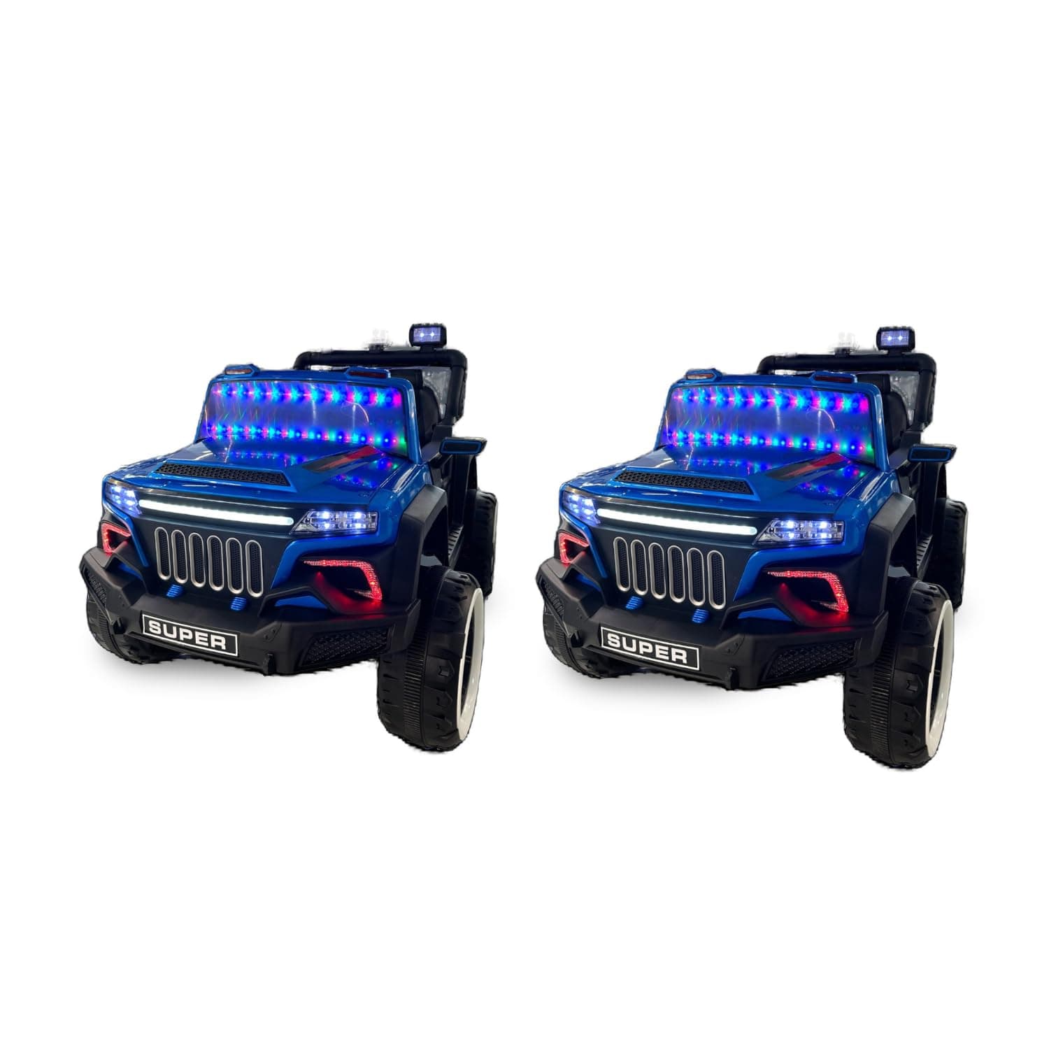 FR-7688 Paint Kids Electric Ride-On Car with 2.4GHz Remote Control, Bluetooth & MP3 Player, 12V Battery with 4 Motors, 6-8 Hr Charging & 1 Hr Playtime, Suitable for Ages 2-7, Blue - Pack of 2