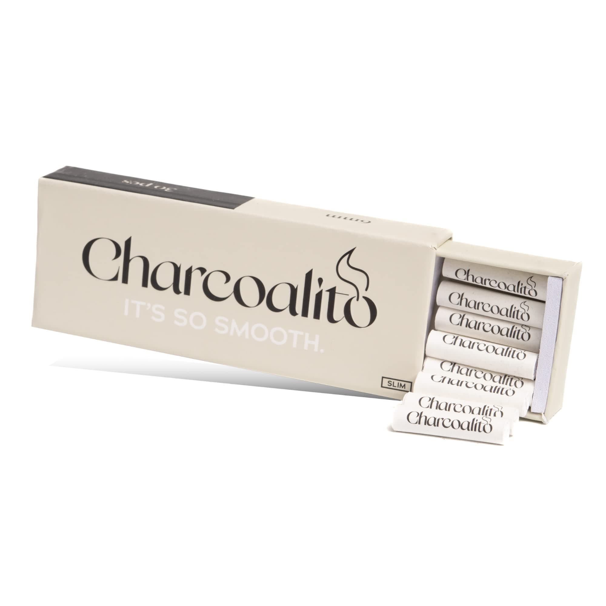 Charcoalito Activated Charcoal Filter Tips - Activated Carbon Filter Tips, Naturally Derived and Cleaned Coconut Husk Activated Charcoal, Smooth Natural Flavour, Clog Resistant Airflow (Slim - 6mm)
