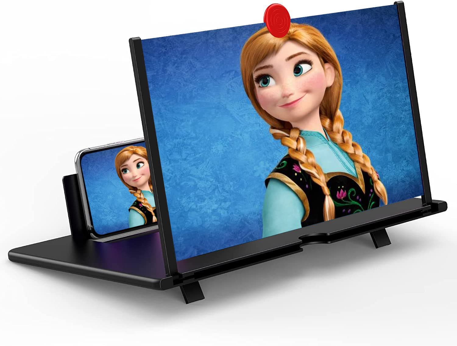 16" Screen Magnifier – 3D HD Cell Phone Magnifing Screen Enlarger Projector for Movies Videos and Gaming – Foldable Phone Stand Holder with Screen Amplifier Compatible with All Smartphones