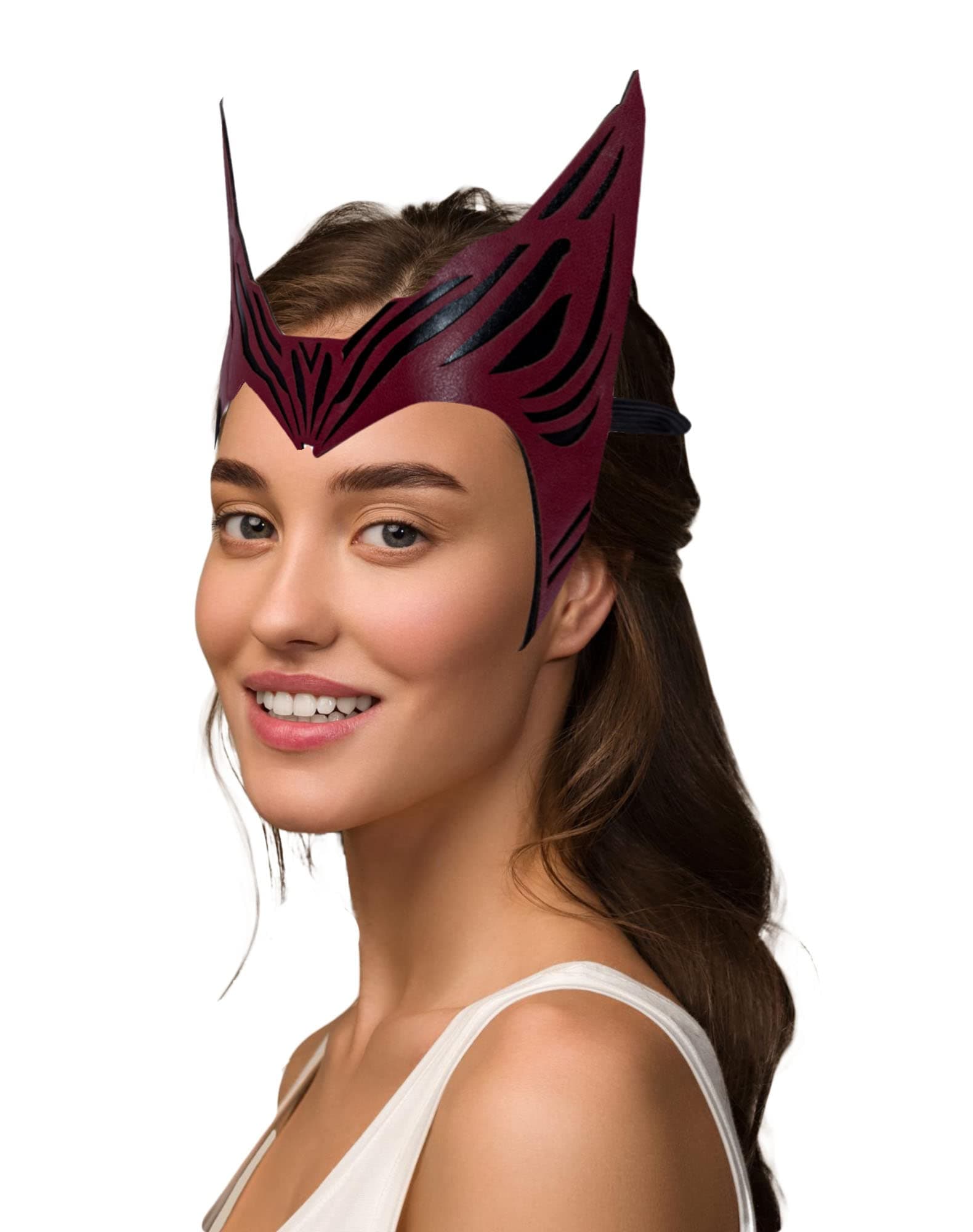 Witch Headpiece Crown Tiara Cosplay Costume Accessories Mask Headwear Headband Makeup Props Halloween Women Red