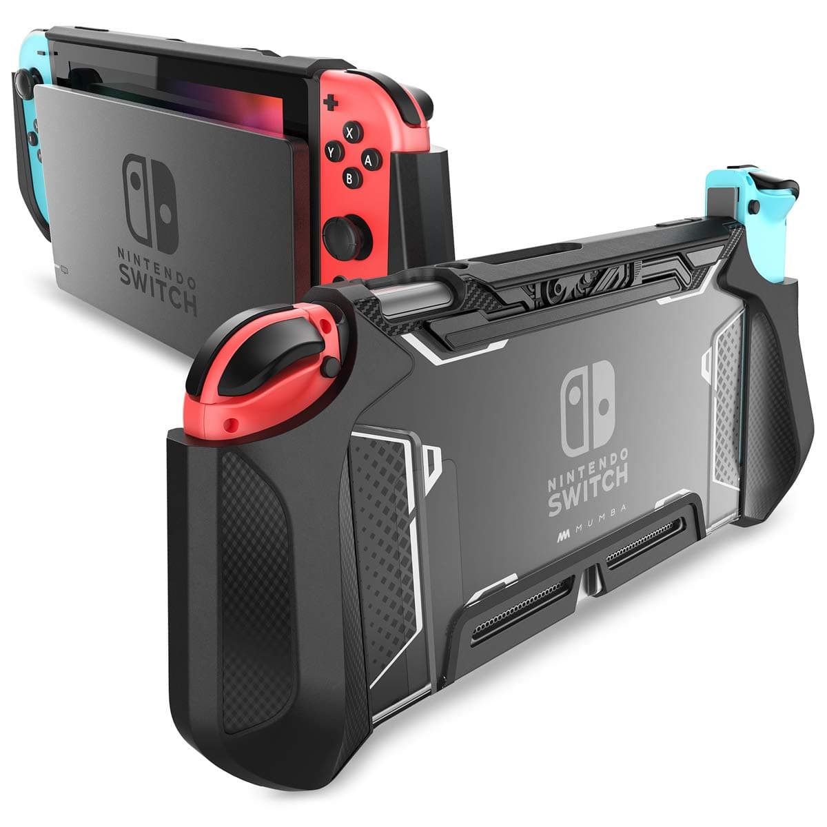 mumba Dockable TPU Grip Protective Cover Case for Nintendo Switch and Joy-Con Controller (Black)