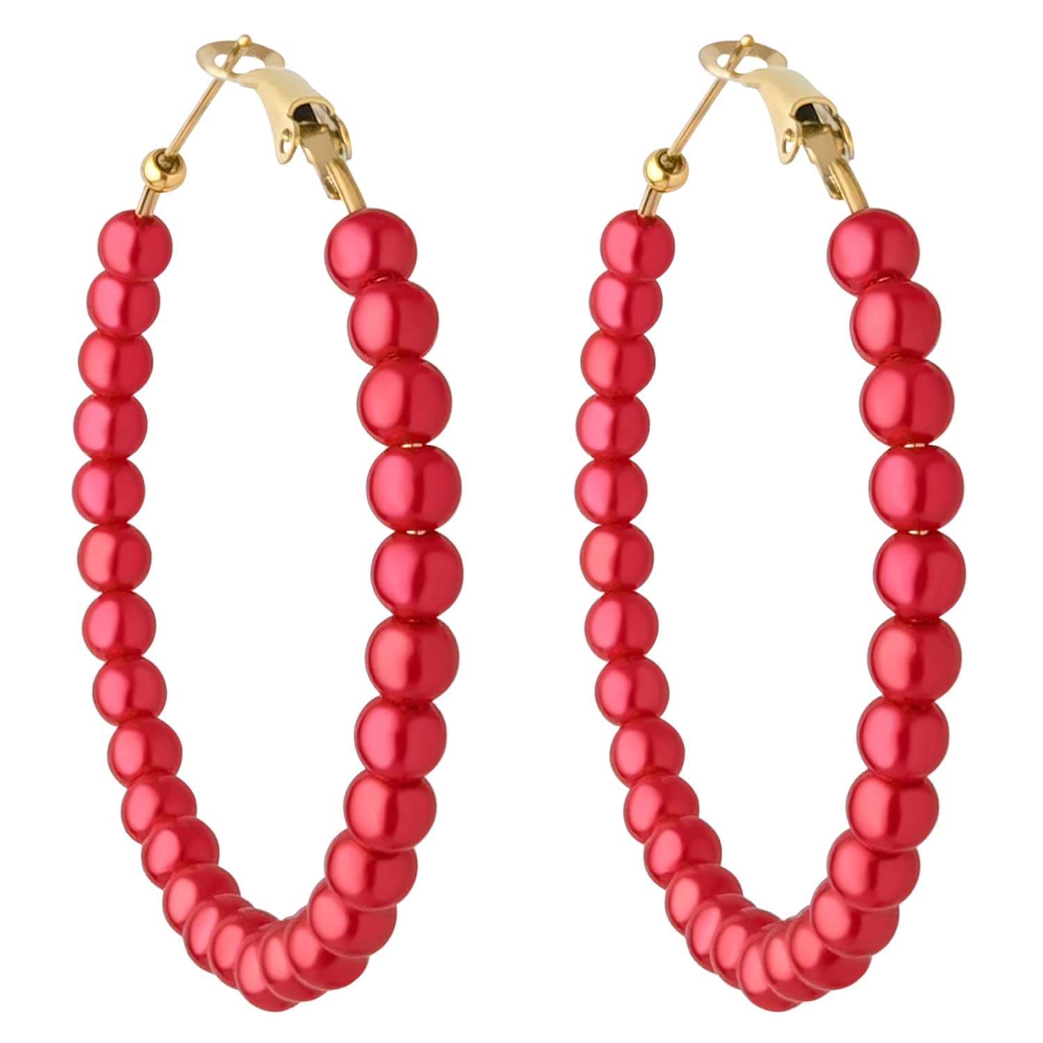 RONLLNAPearl Hoop Earrings for Women Fashion Dangle Hypoallergenic Layer Earrings Drop Dangle Earrings Gifts for Women