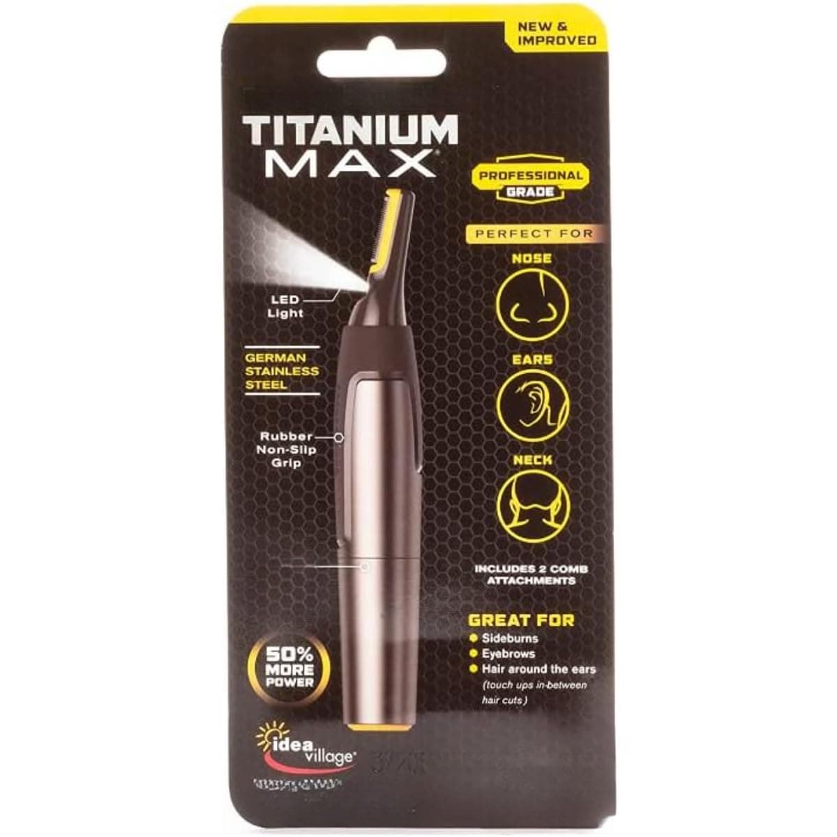 GenericTitanium MAX Lighted Personal Trimmer & Body Groomer, Rechargeable Hair Cutting Tool, All-in-One Hair Trimmer with High-Visibility Light