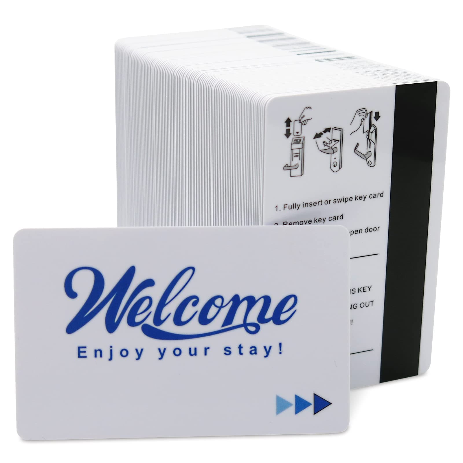 250 Pack Hotel & Motel Key Cards Welcome Enjoy Your Stay Card Magnetic Strip Door Card (Blue)