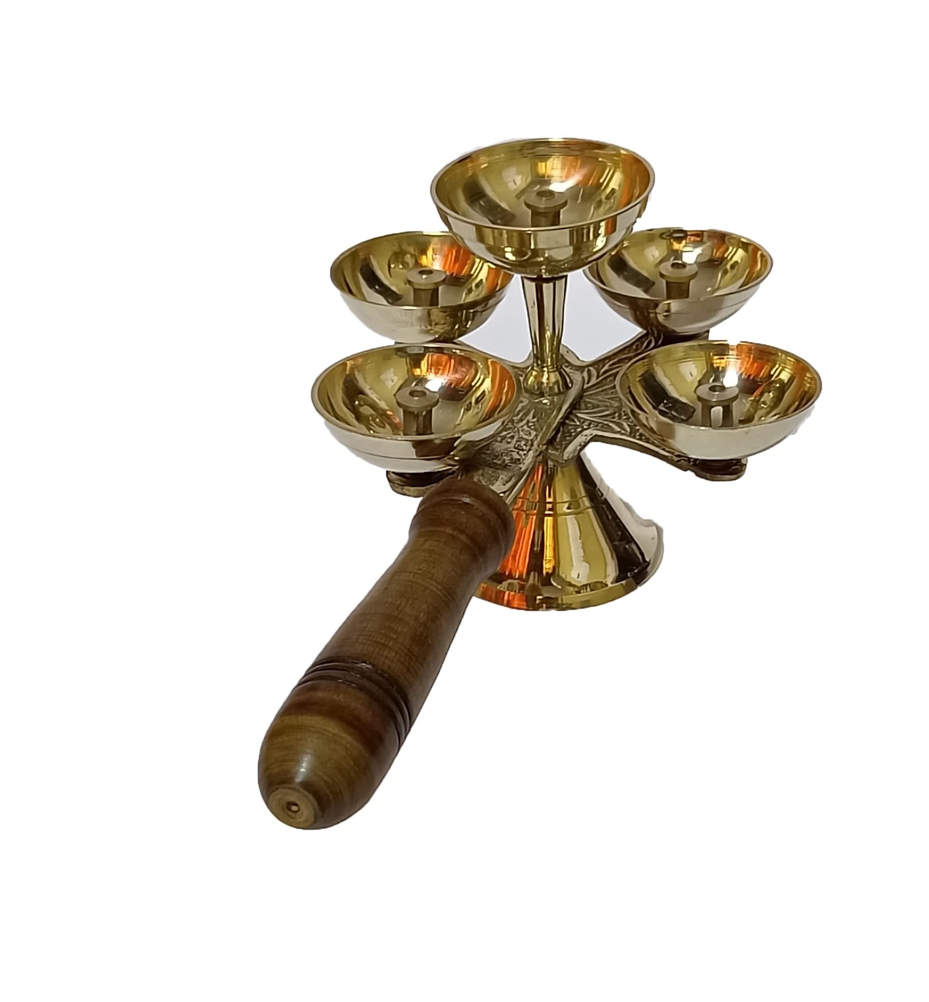 Handmade Indian puja Golden Oil lamp for Diwali Pooja Article akhand Diya for Pooja Purpose (8.5 X 4 INCH)