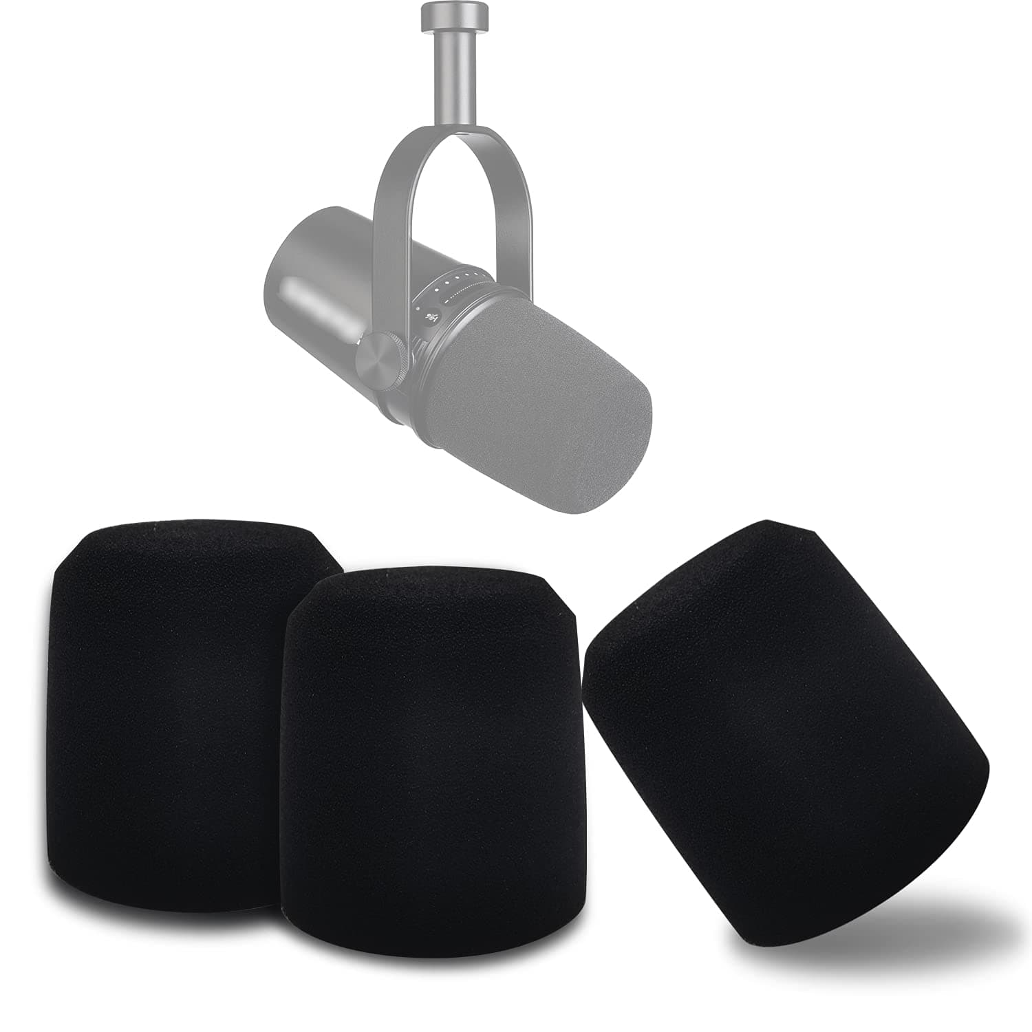 Microphone Foam Windscreen for MV7, Mic Cover Microphone Windscreen for MV7 Professional Mic Foam for Recording, 3PCS