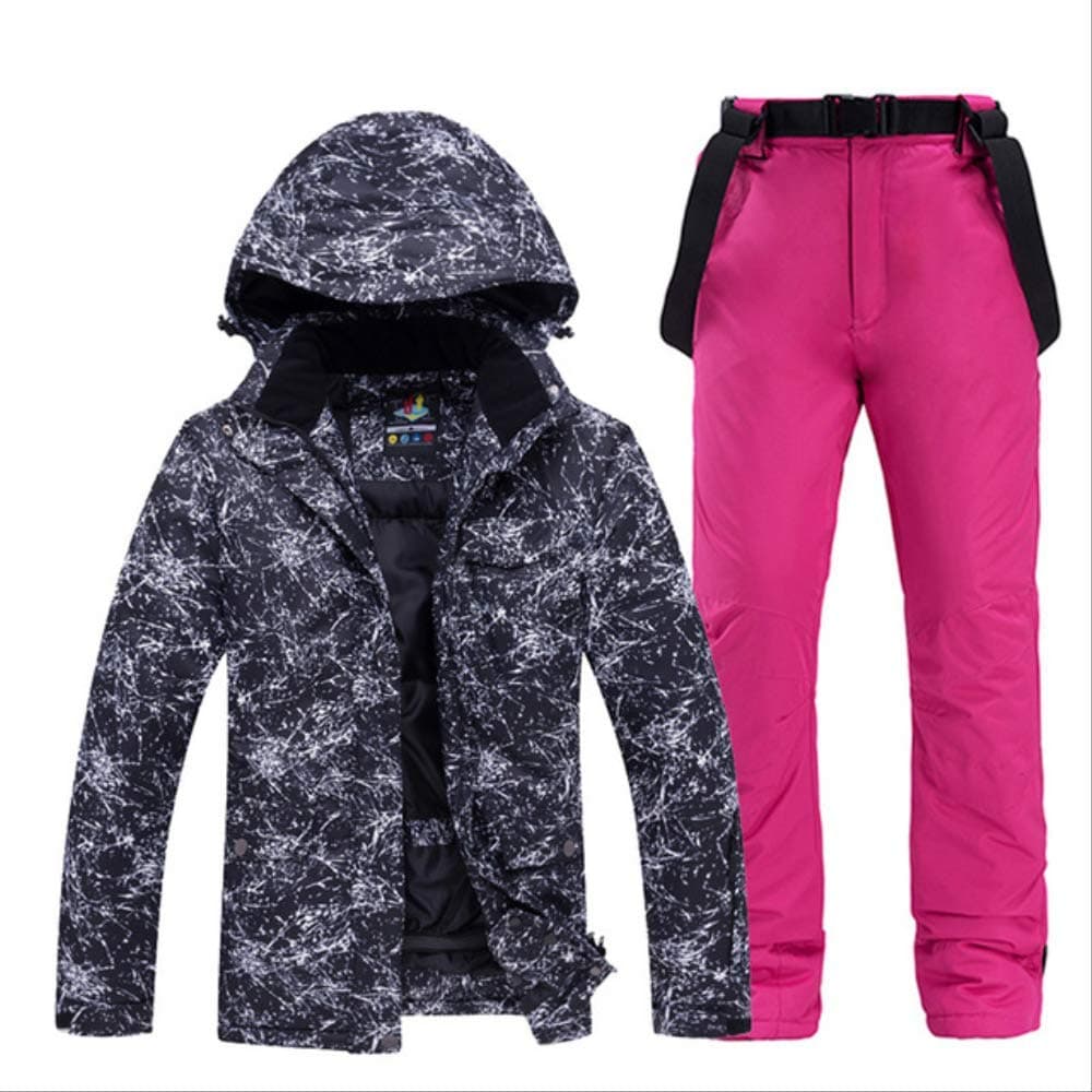 LJYNB -30 white Adult Ski Clothing Snowboarding sets waterproof windproof Breathable outdoor Snow suit jacket and belt pant Unsex XL Jacket and Pant