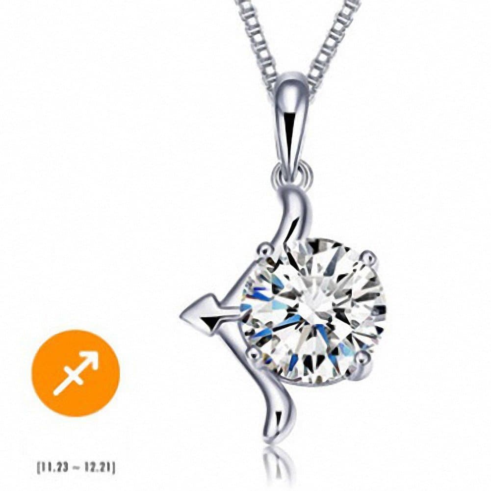 Floating Wedding Cupid's Bow Mommy Silver Necklace Cz Zodiac Sagittarius Pendant Necklace for Women