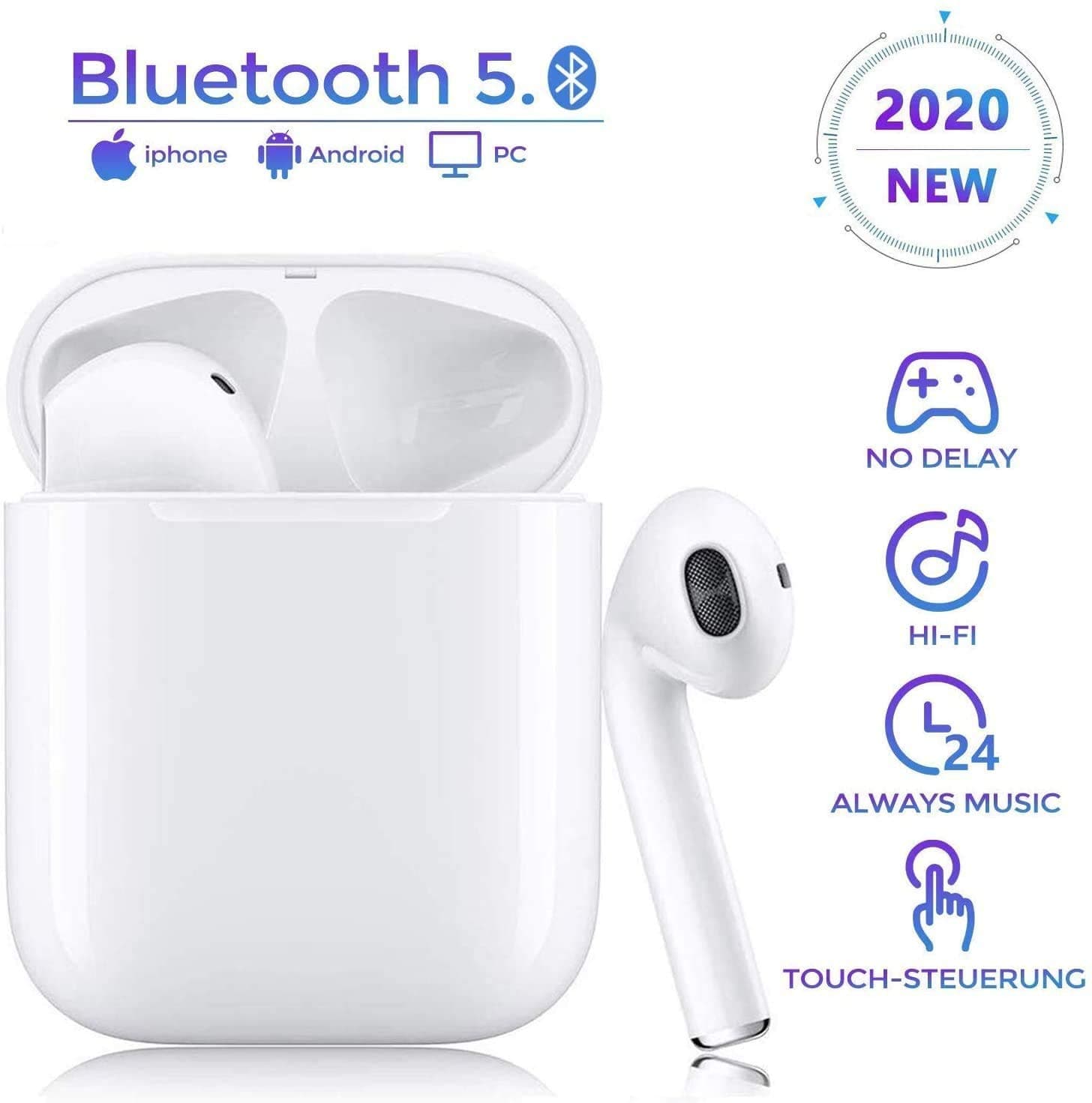 Wireless Headphones, i17 airpods tws Bluetooth Headphones In Ear 5.0 Wireless Earbuds Touch Control Wireless earphones with Microphone/Power Display Charging Case for IOS Android Samsung Huawei HTC