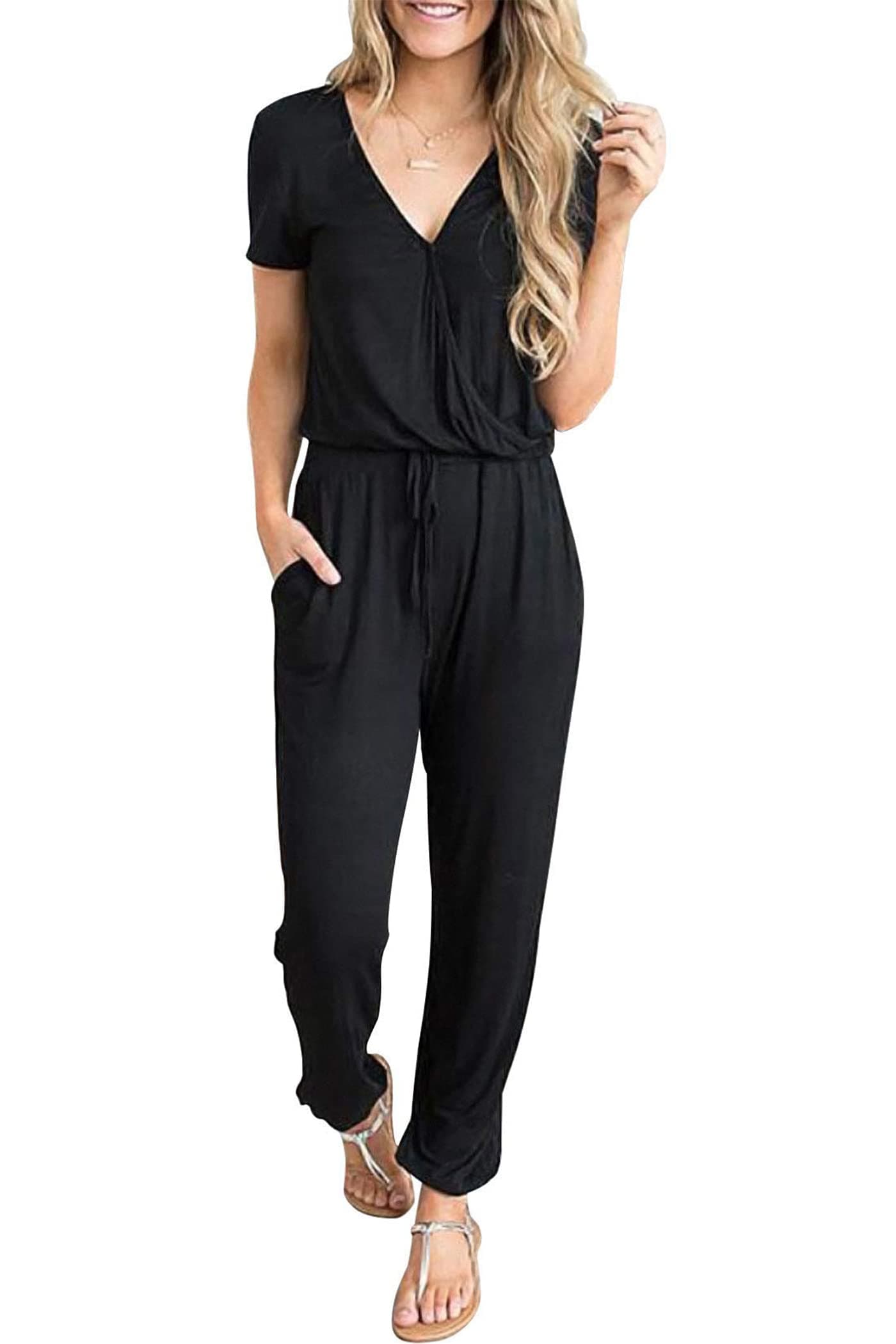 PRETTYGARDEN Jumpsuits for Women 2026 Spring Summer Casual Dressy Short Sleeve Romper Airport Vacation Travel Outfits
