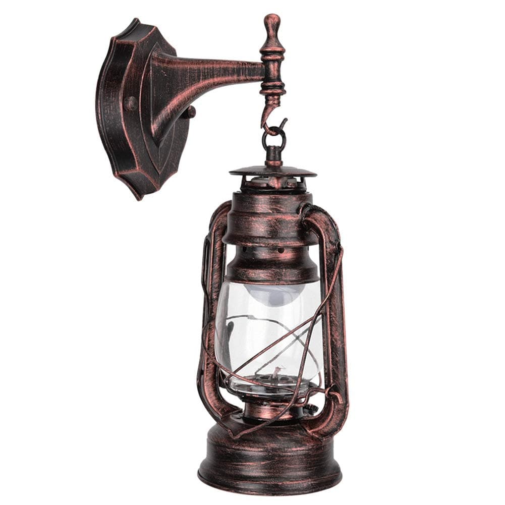Golden Bronze Exterior Wall Sconce Industrial Style Lighting Lantern Mounted Vintage Light Glass Shade Fixture Rustic Outdoor Wall Light for Indoor Bedroom Cafe Bar Hallway Farmhouse(Bronzo rosso)