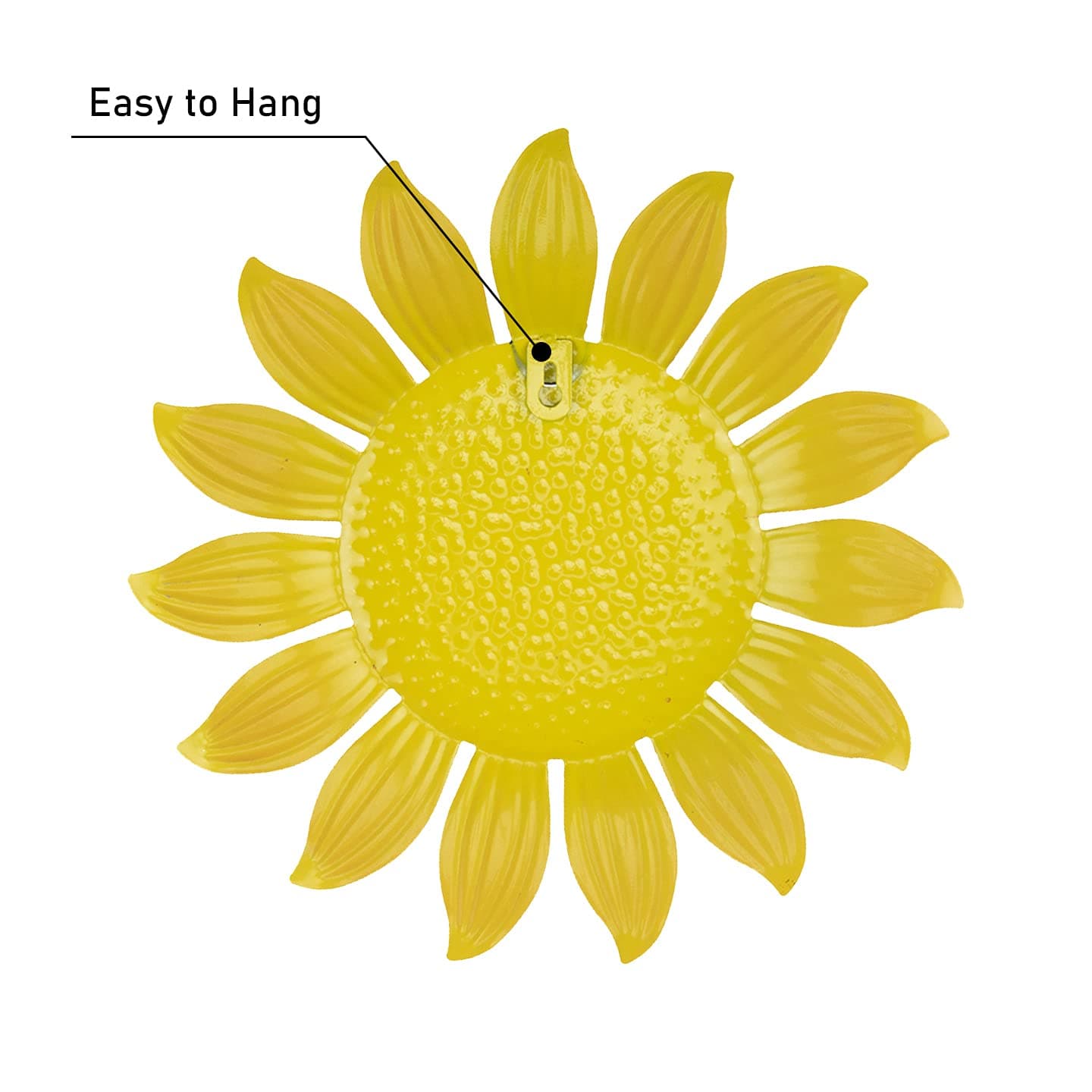 CLEVER GARDEN Metal Sunflower Wall Décor 1 Pack, Hanging Plaque Outdoor and Indoor Home Decoration, Yellow