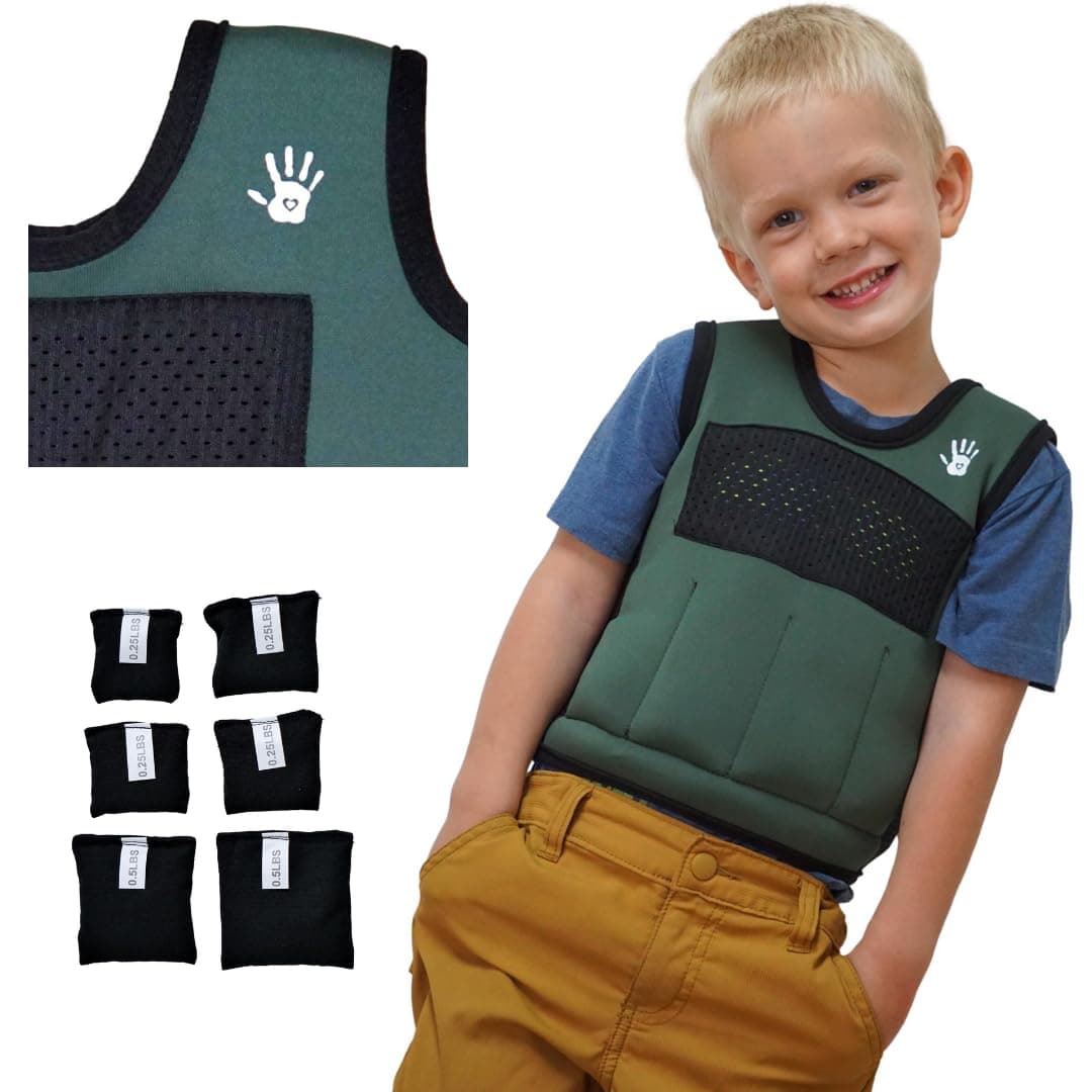 Sensory4u Weighted Sensory Compression Vest for Kids - 6 Removable Weights Included - Great For Kids Sensory Motor Aide