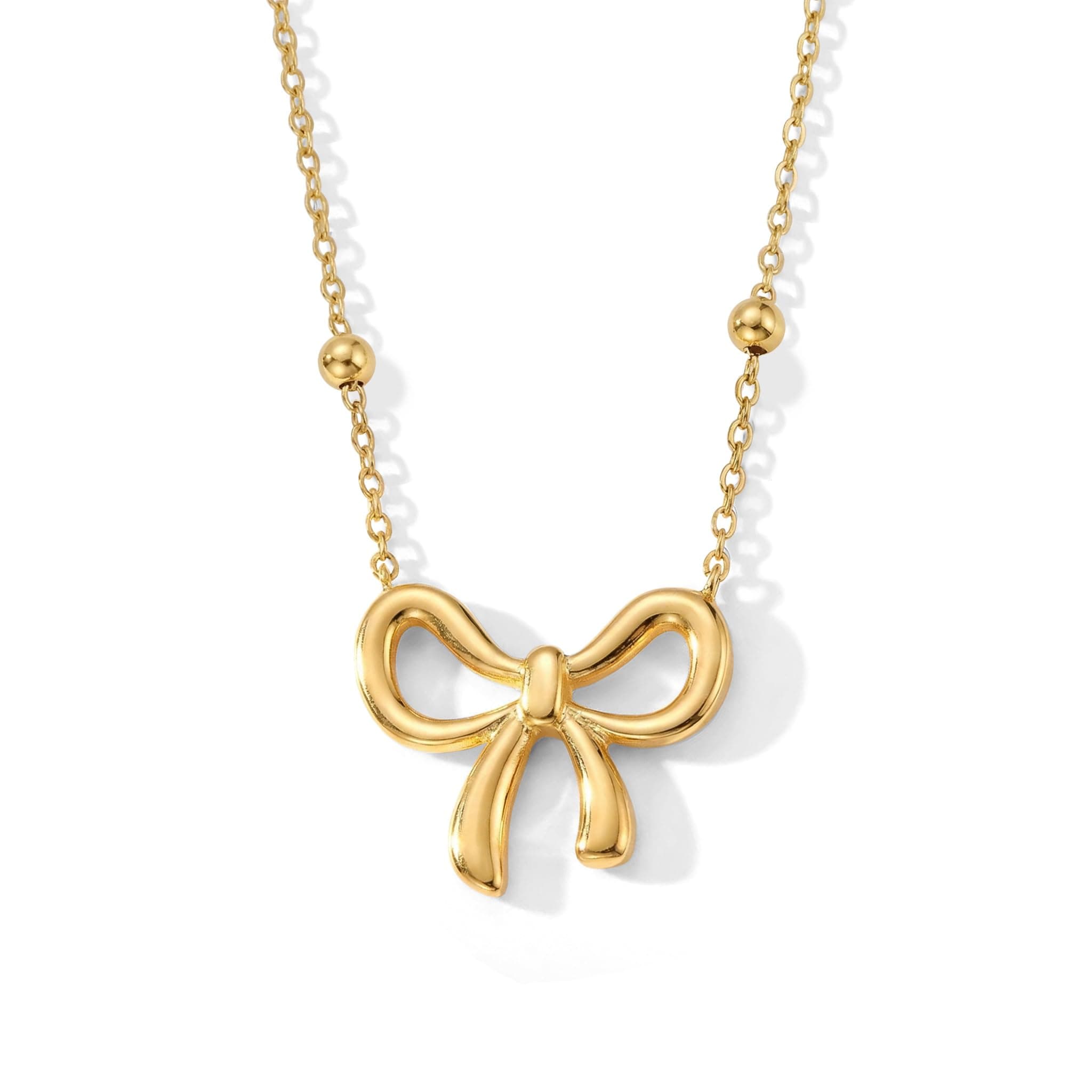 SUNNYOUTH Bow Necklace for Women Bowknot Choker Necklace 14K Gold Plated Ribbon Choker Necklaces Fashion Jewelry Gifts