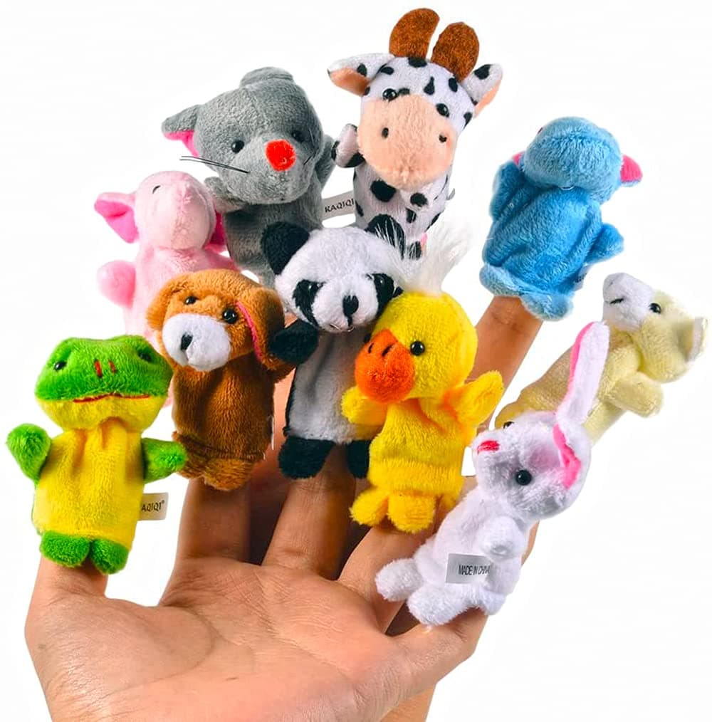 Unyks Star 10pcs Soft Plush Animal Finger Puppets Set Baby Story Time Velvet Animal Style for Toddlers (Pack of 10)