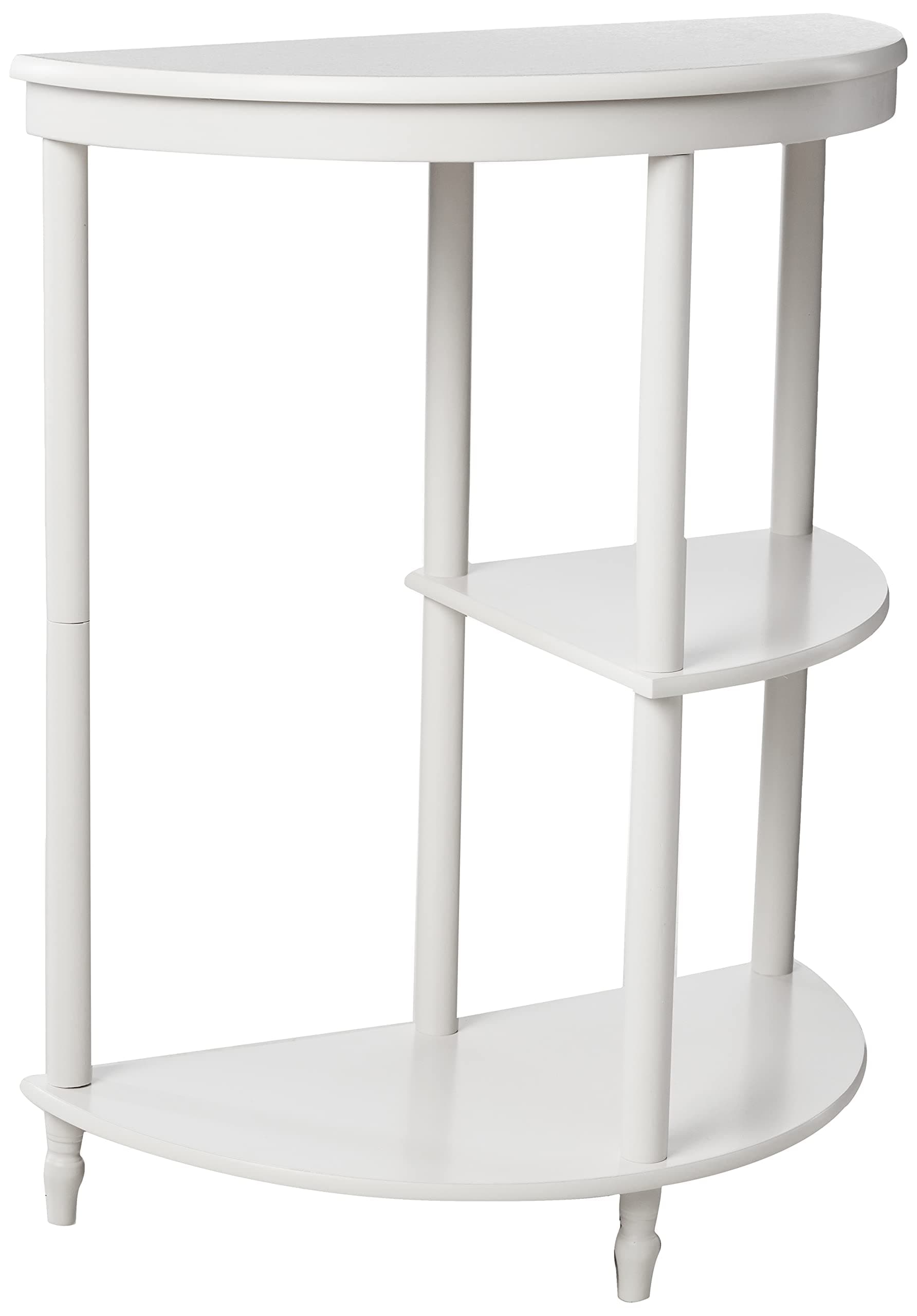 Frenchi Home Furnishing Half Moon Console Table, White, 14.38 in x 26.6 in x 6.5 in