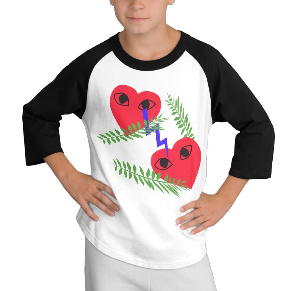 Tishop Come Des Play Youth Boy's Round Collar Raglan Tee Black