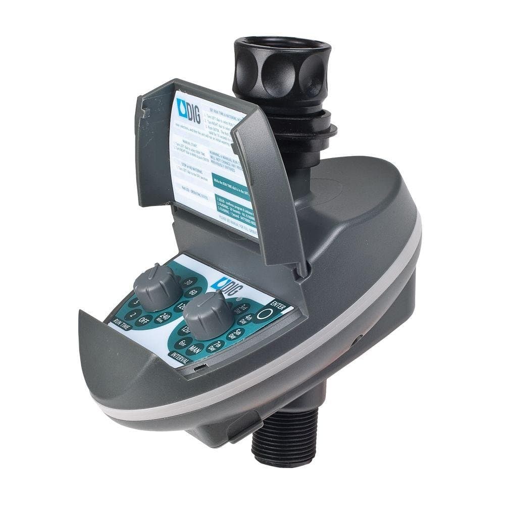 Dig, B092A 3/4” FHT X MHT Two- Dial Programmable Hose End Timer for Home Gardens and patios