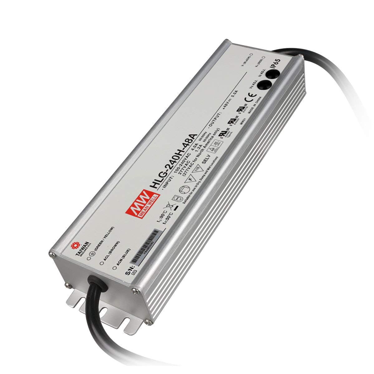 MEAN WELL LED Driver Single Output Switching Power Supply - Output Voltage and Current Adjustable by Internal Pot, 48V 5A 240W - HLG-240H-48A