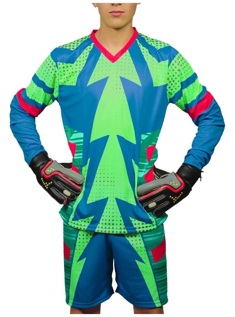Brody Jorge Campos Blue Goalkeeper Set Jersey and Shorts (Youth Large)