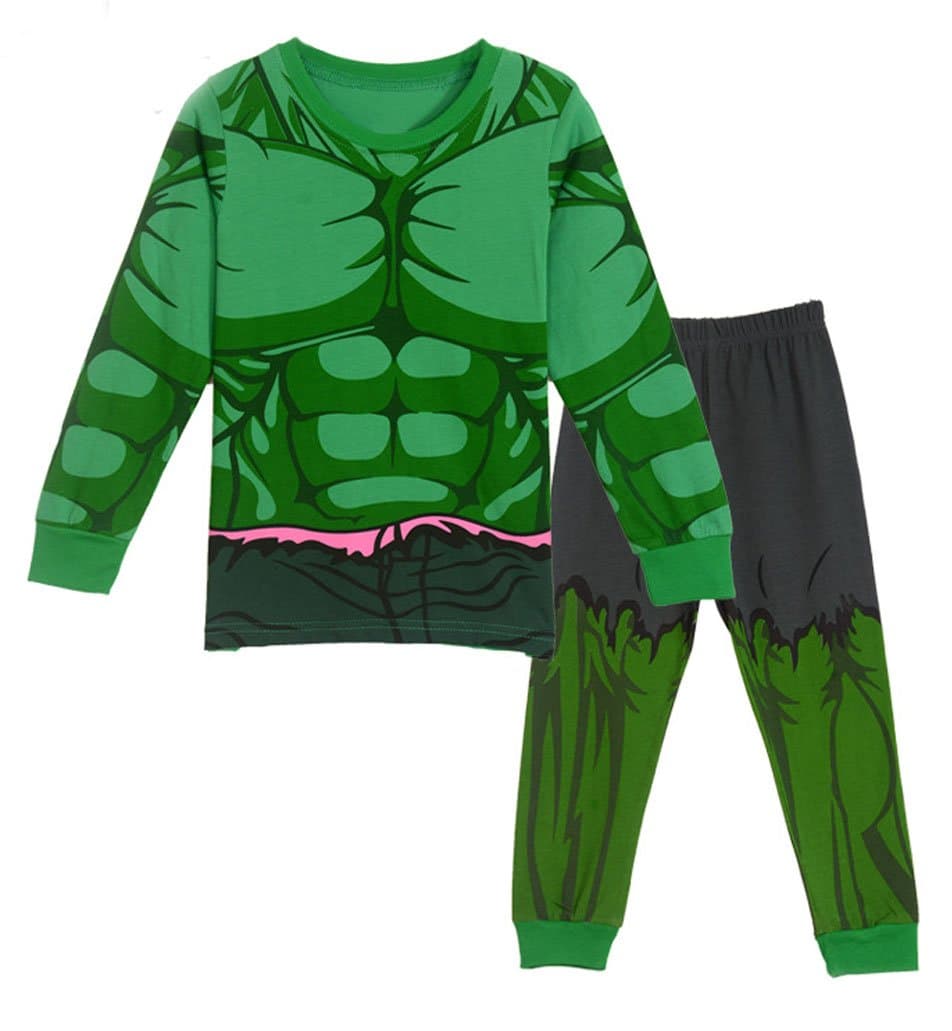 LEMONBABY Little Kids Boys Superhero Hulk Pajamas Sets Cotton Sleepwear Long Sleeves