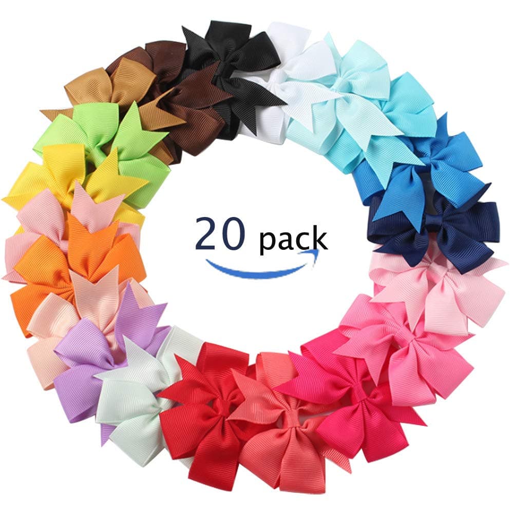 YGSAT 20 Pcs 3-inch Kids Alligator Clip Boutique Kids Grosgrain Ribbon Hair Bow Hair Clip Girls Hair Accessories For Teens Toddlers Friends Handmade and Available for All Occasions Needed