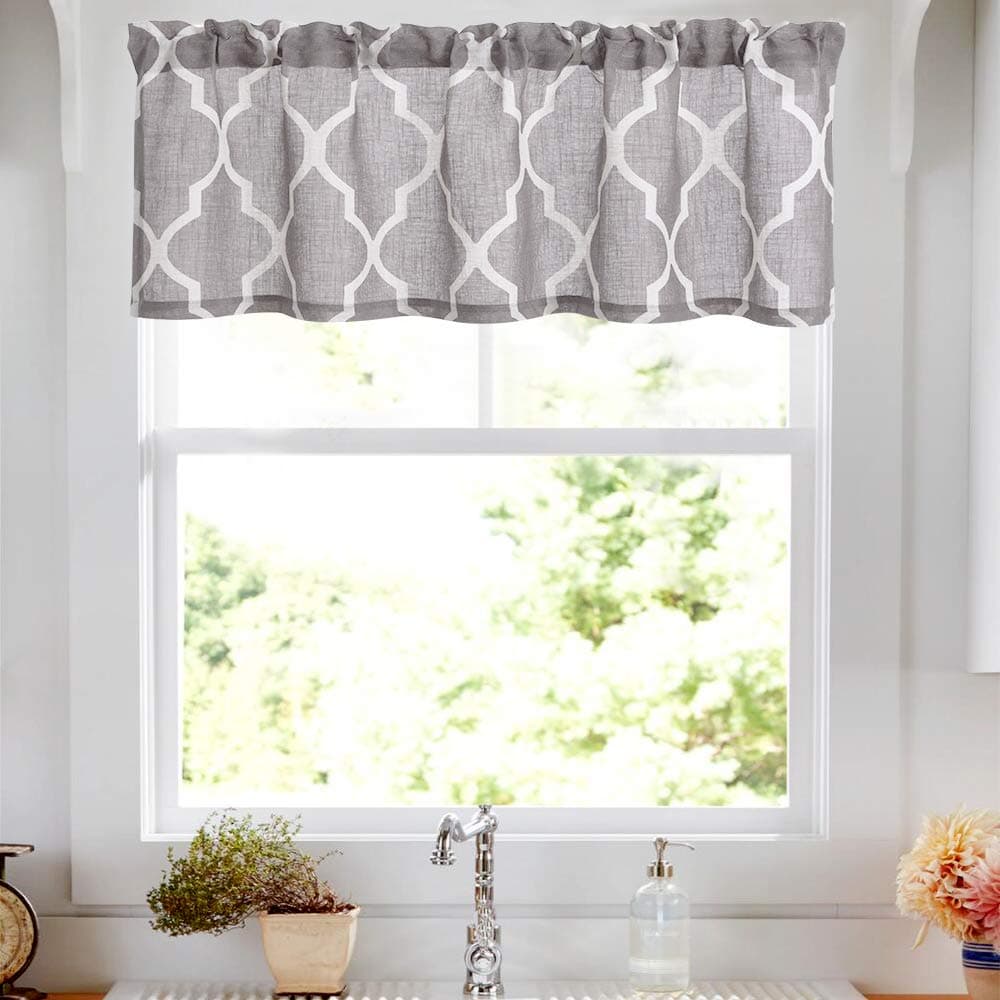 Kitchen Valence Curtains - Kitchen Curtain Valance Panels for Living Room Bedroom Windows 1 Panel 50W by 16L inches Grey