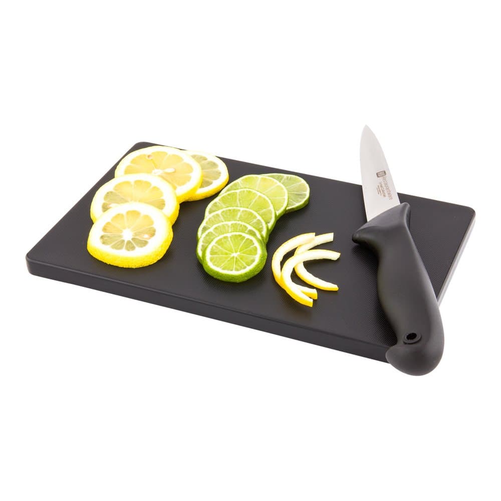 Restaurantware Bar Cutting Board Food Prep Cutting Board Bar Prep - 6" x 10" - Black - Premium Plastic - Professional Grade - Non-Slip - 1ct Box