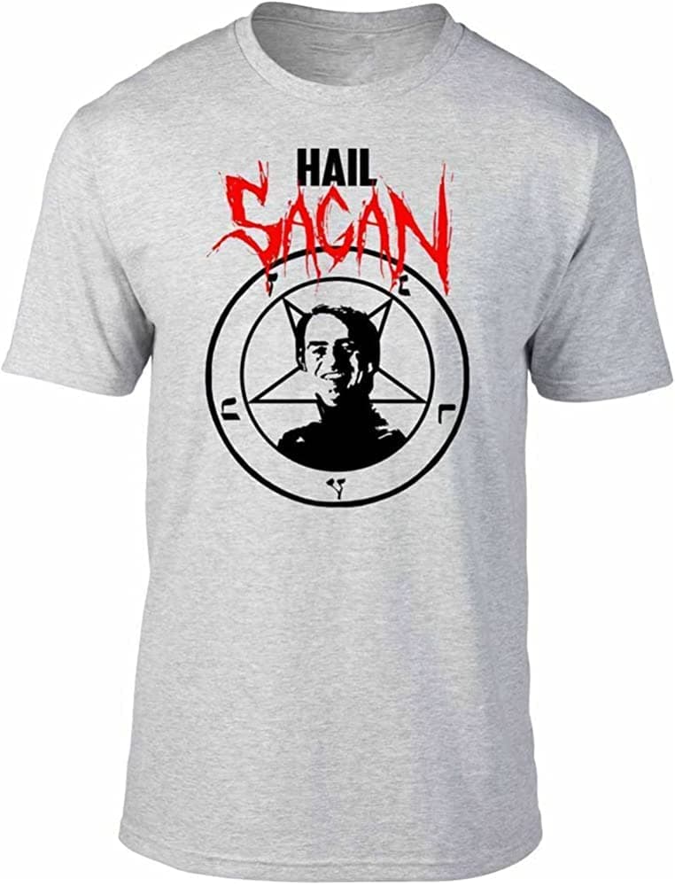 MENGLIASWF Hail Sagan T-Shirt - Funny t Shirt Carl Physics Astronomer Space Retro Satan