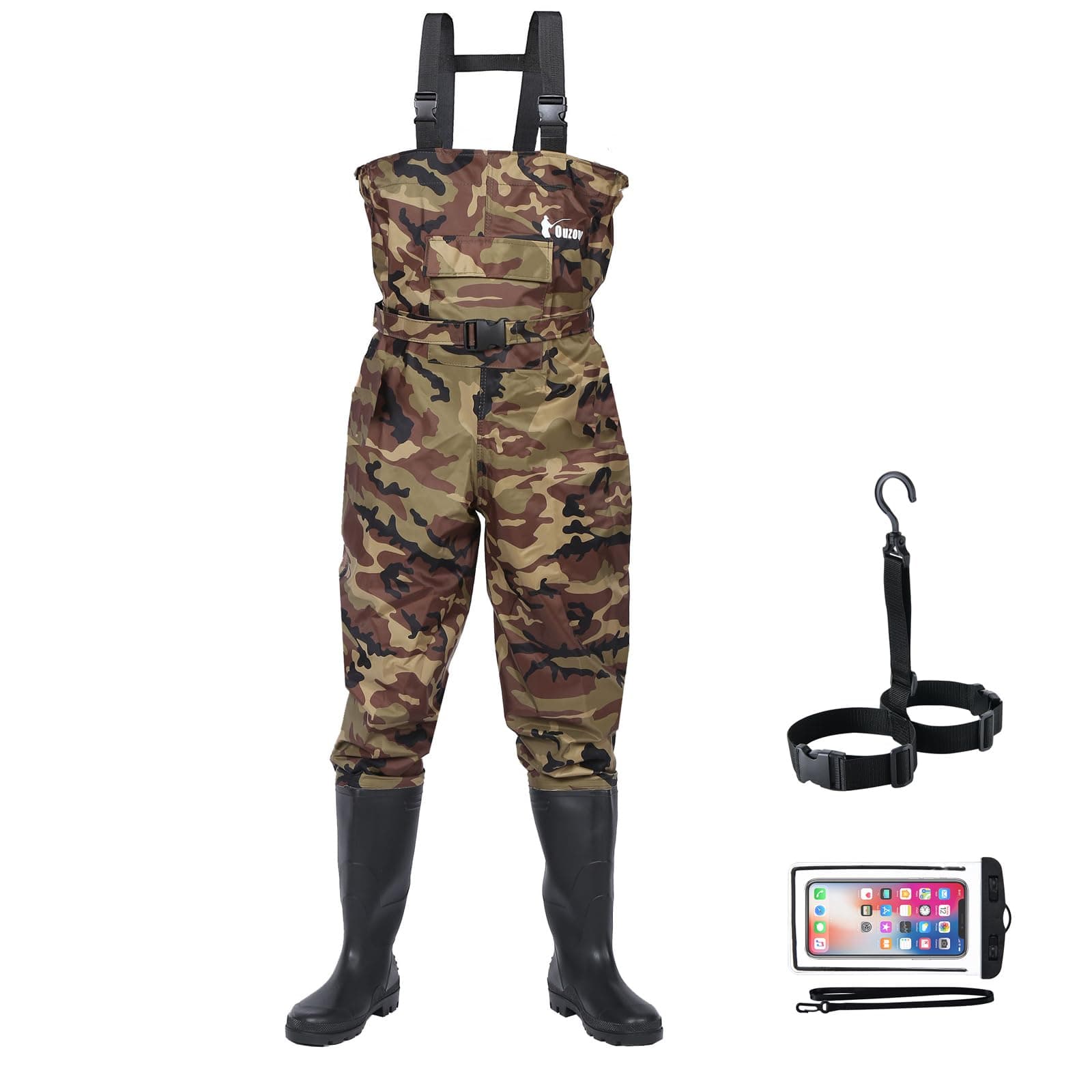 Bootfoot Fishing Chest Waders for Men Women with Boots 2-Ply Nylon/PVC Waterproof Hunting Waders with Boots Hanger