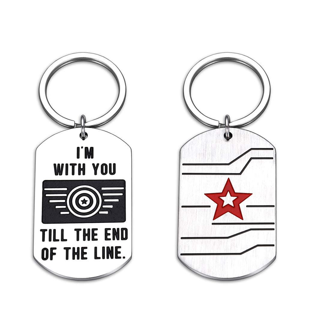 Avengers Gifts Captain America Shield Metal Keychain for Birthday Winter Soldier Gift Boyfriend Husband Teens Son Daughter Boss Best Friend BFF I Am with You Till The End of The Line Keyring