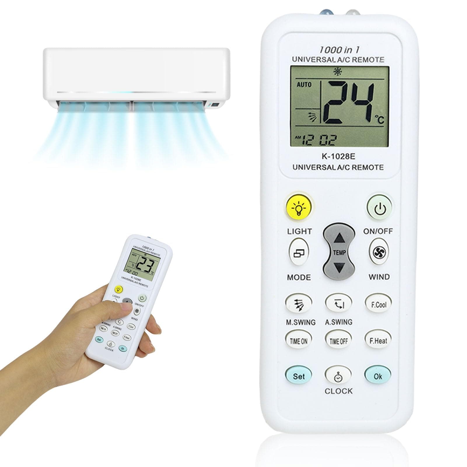Air Conditioner Remote Control Universal A/C Controller Compatilbe with MITSUBISHI Fujitsu Haier LG Gree Midea Hitachi Sharp Panasonic Samsung Sanyo Hisense Whirlpool Bosch