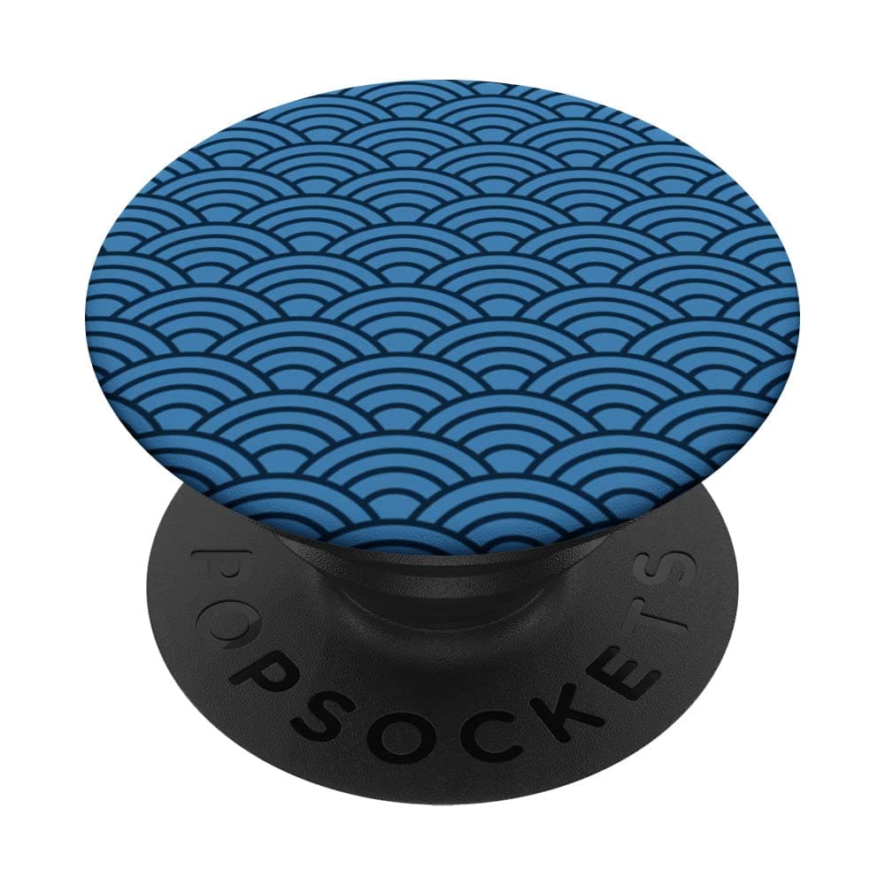 Traditional Japanese pattern Seigaiha blue Vintage Wagara PopSockets Swappable PopGrip